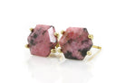Dainty Hexagon Cut Rhodonite Gold Earrings Earrings Anemone Unique