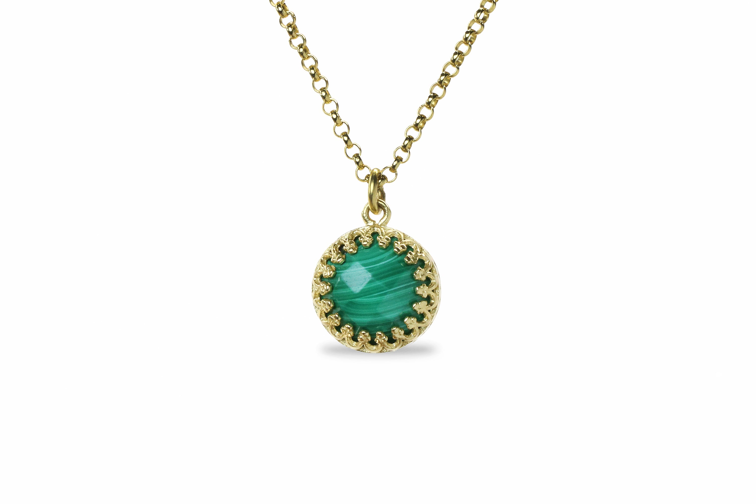 Round Malachite 14k Gold Filled Necklace necklaces Anemone Jewelry