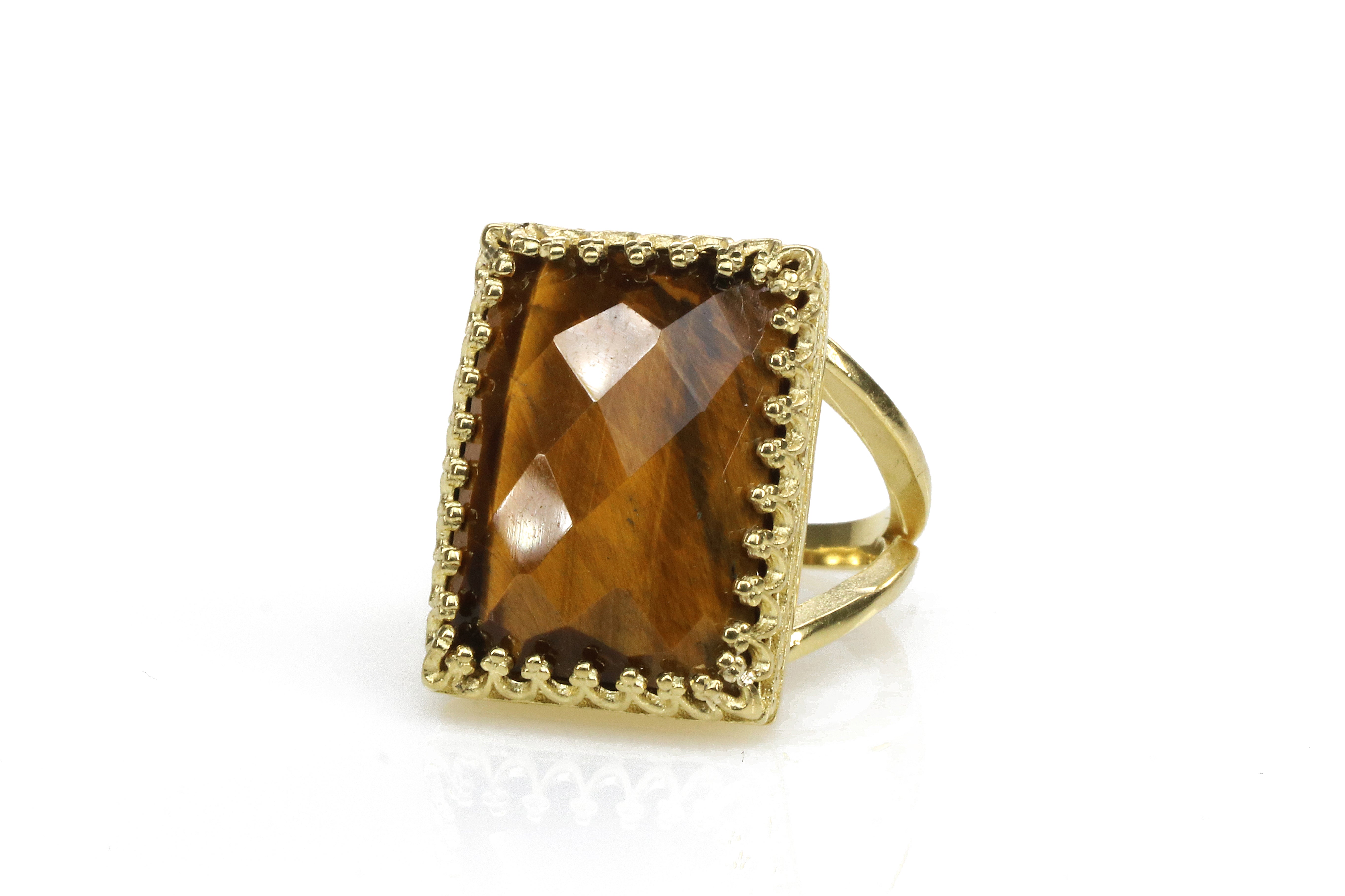 Elegant Tiger Eye Ring in 14k Gold Filled Rings Anemone Jewelry