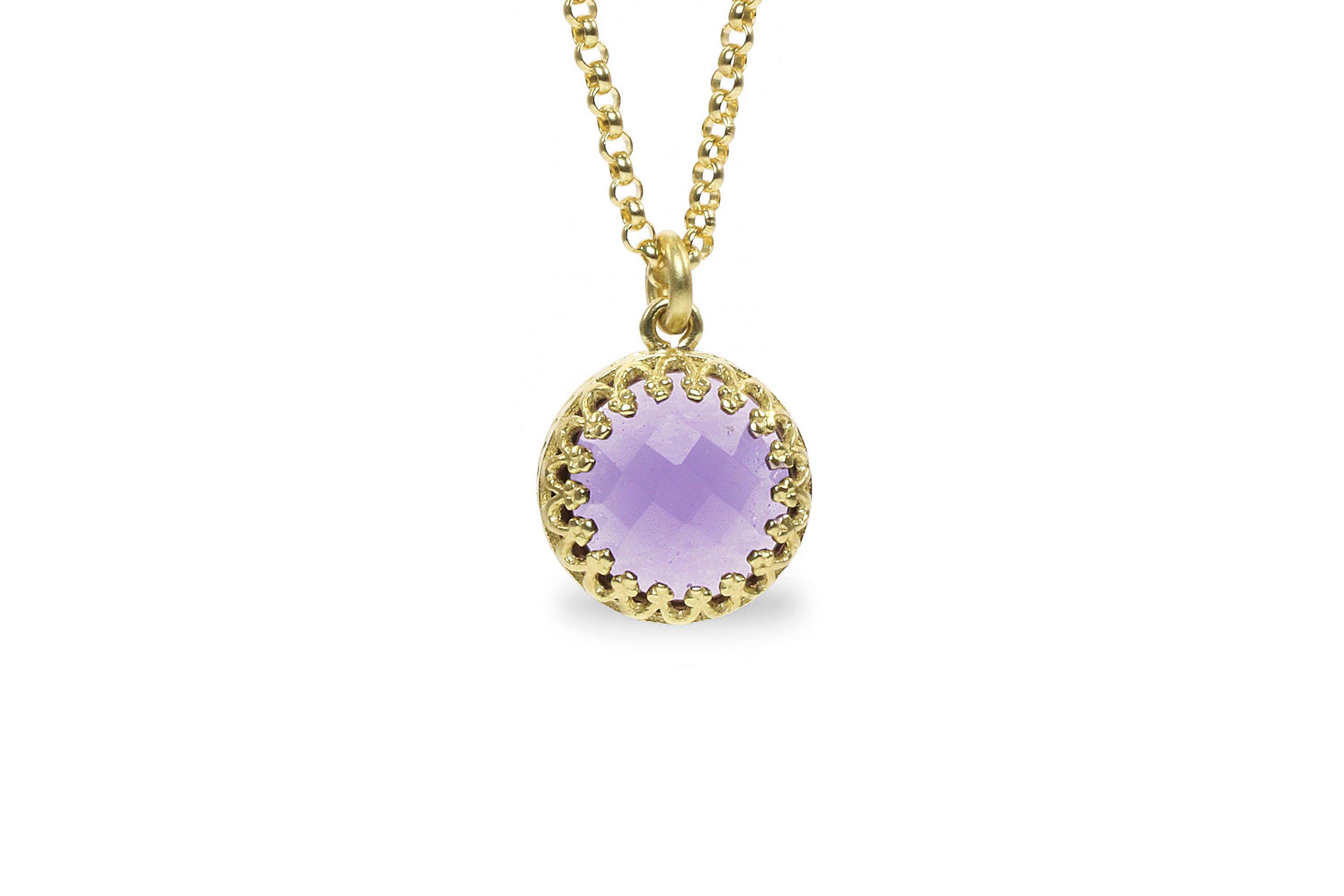 Round 10MM Pendant Amethyst Necklace necklaces Anemone Jewelry