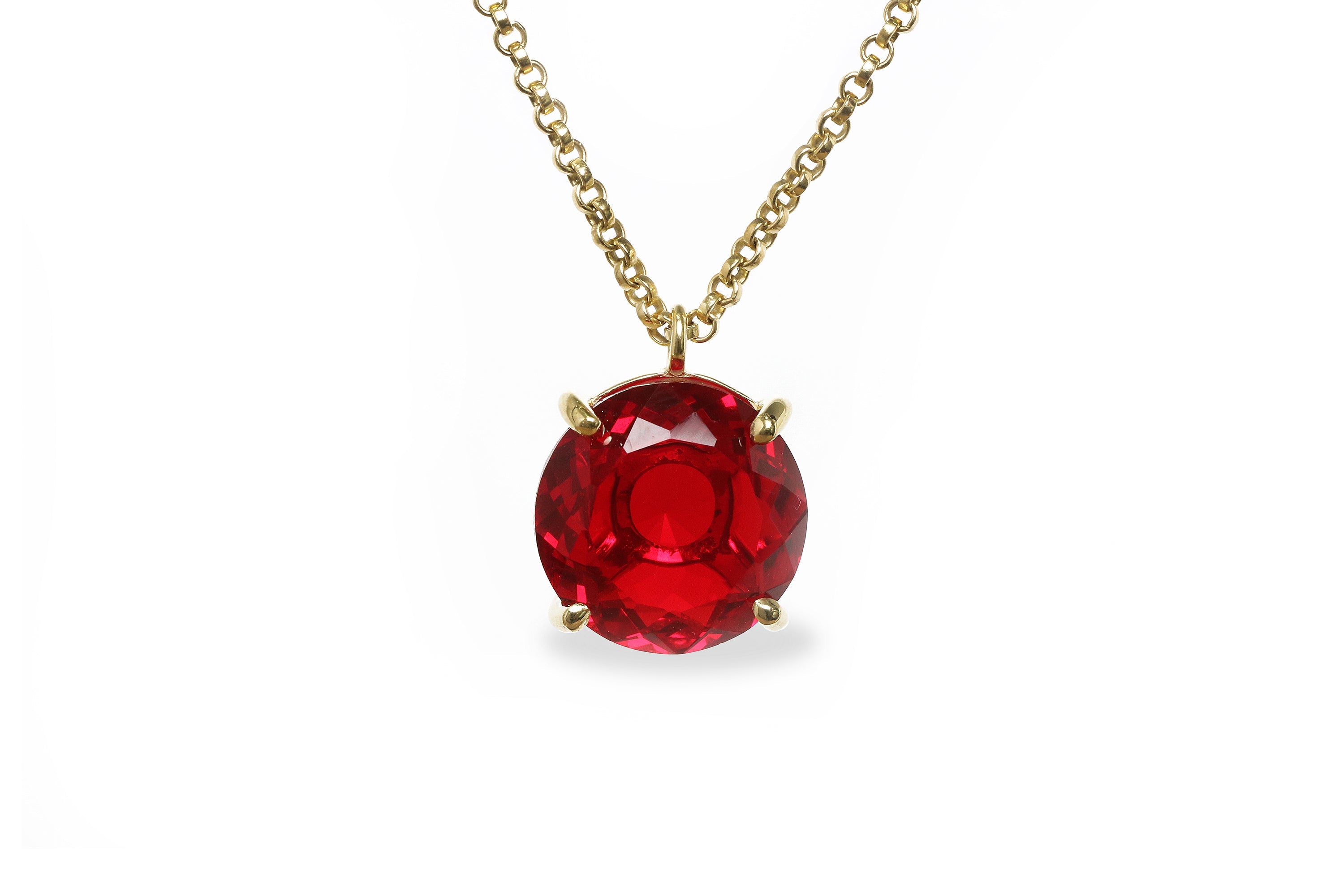 Round Ruby 14k Gold Necklace necklaces Anemone Jewelry