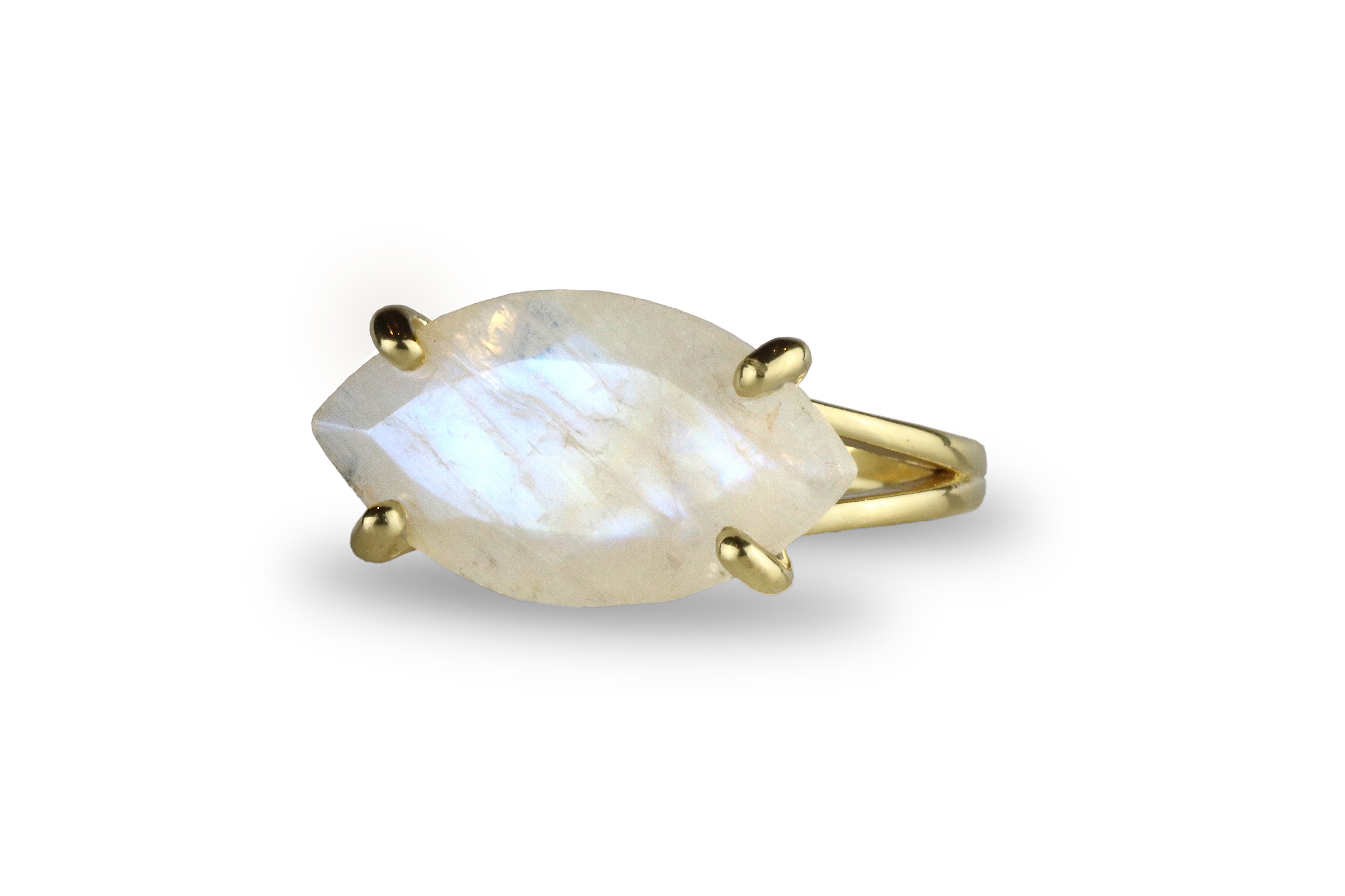 Marquise Gold Moonstone Ring in 14k Gold Filled Rings Anemone Jewelry