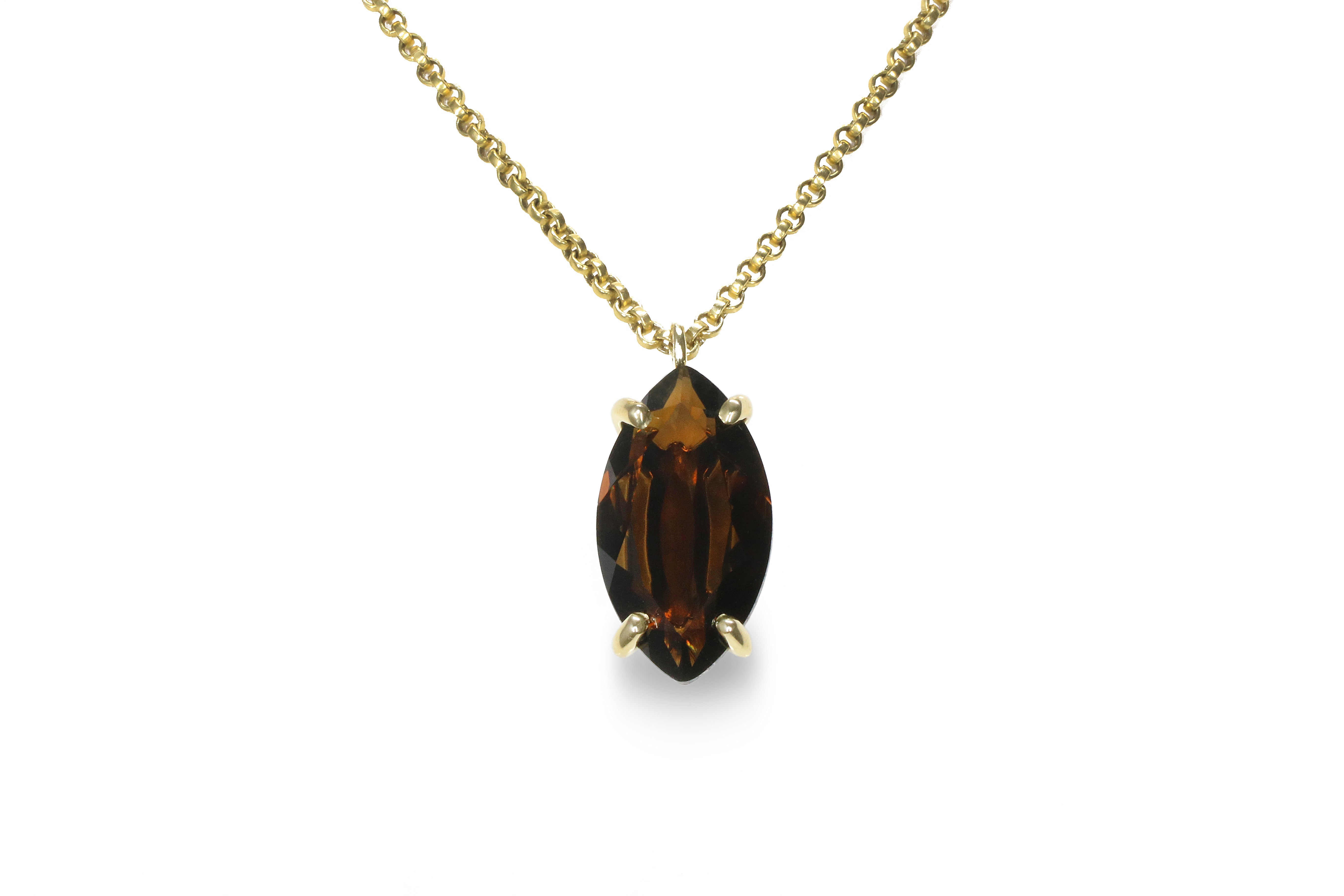 Marquise Smoky Quartz Necklace in 14k Gold necklaces Anemone Jewelry