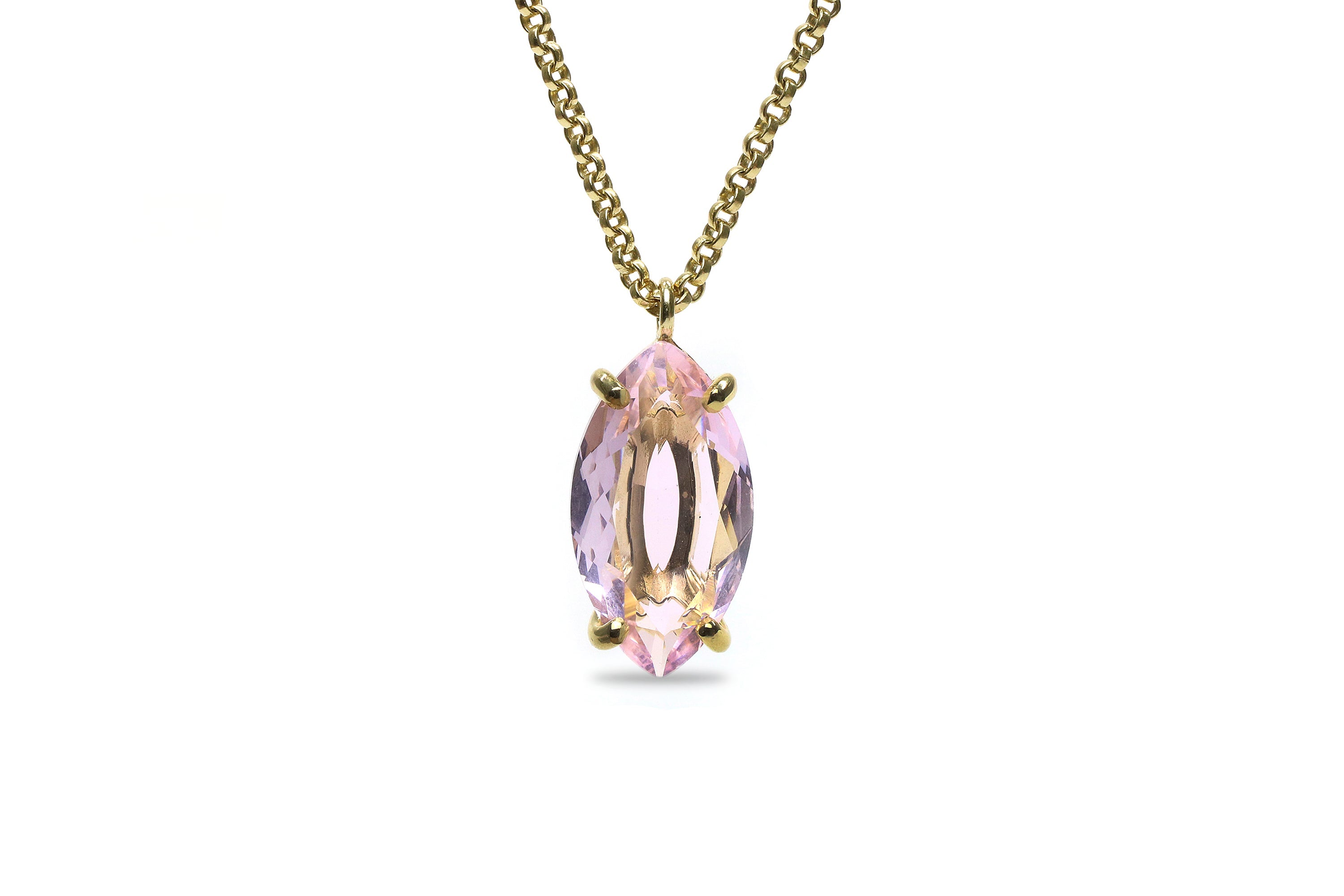 Lustrous 14k Gold Rose Quartz Necklace necklaces Anemone Jewelry