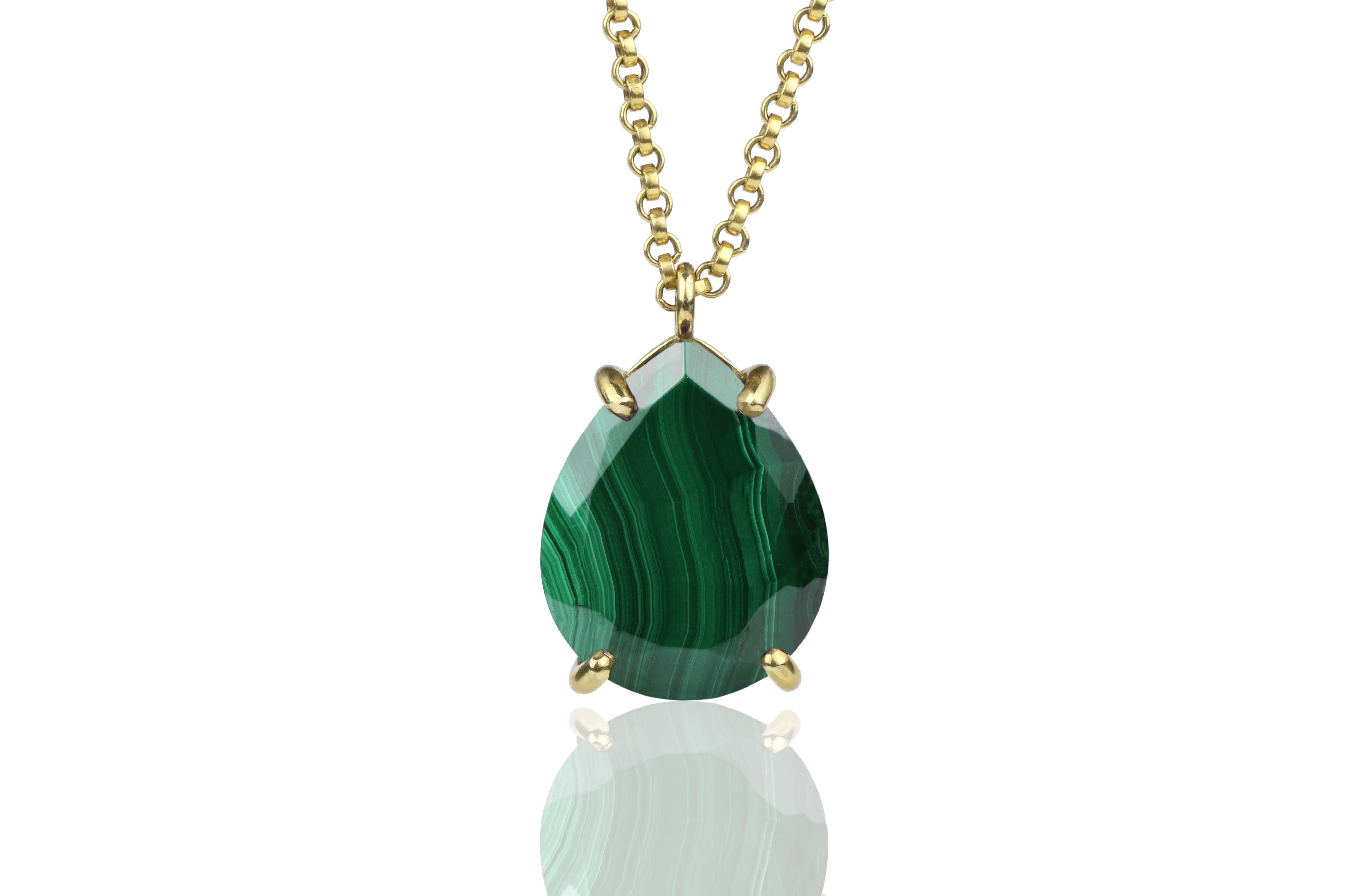 Statement Malachite Necklace in 14k Gold Filled necklaces Anemone Jewelry
