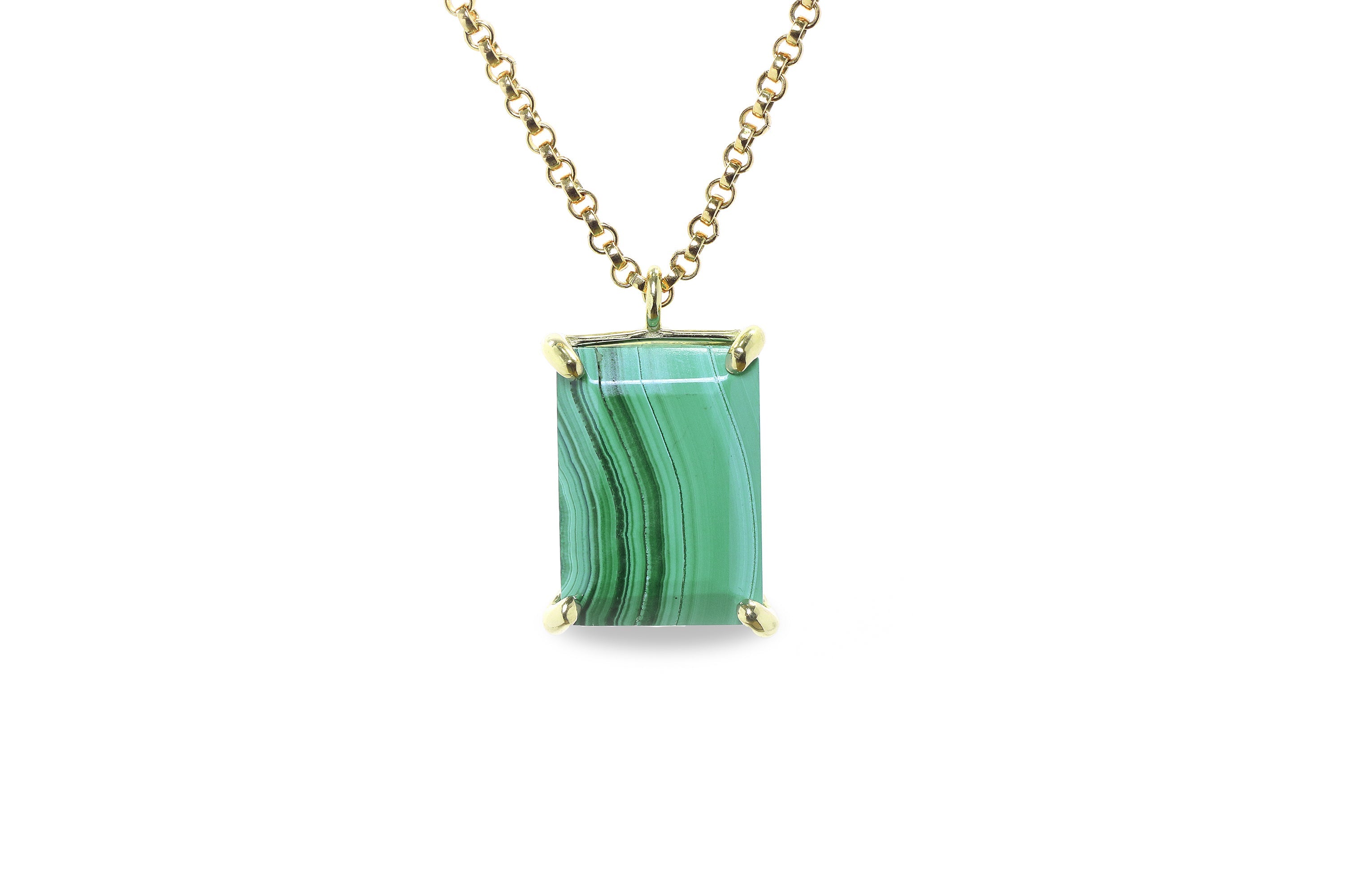 Unique Malachite Gemstone Jewelry in Gold necklaces Anemone Jewelry