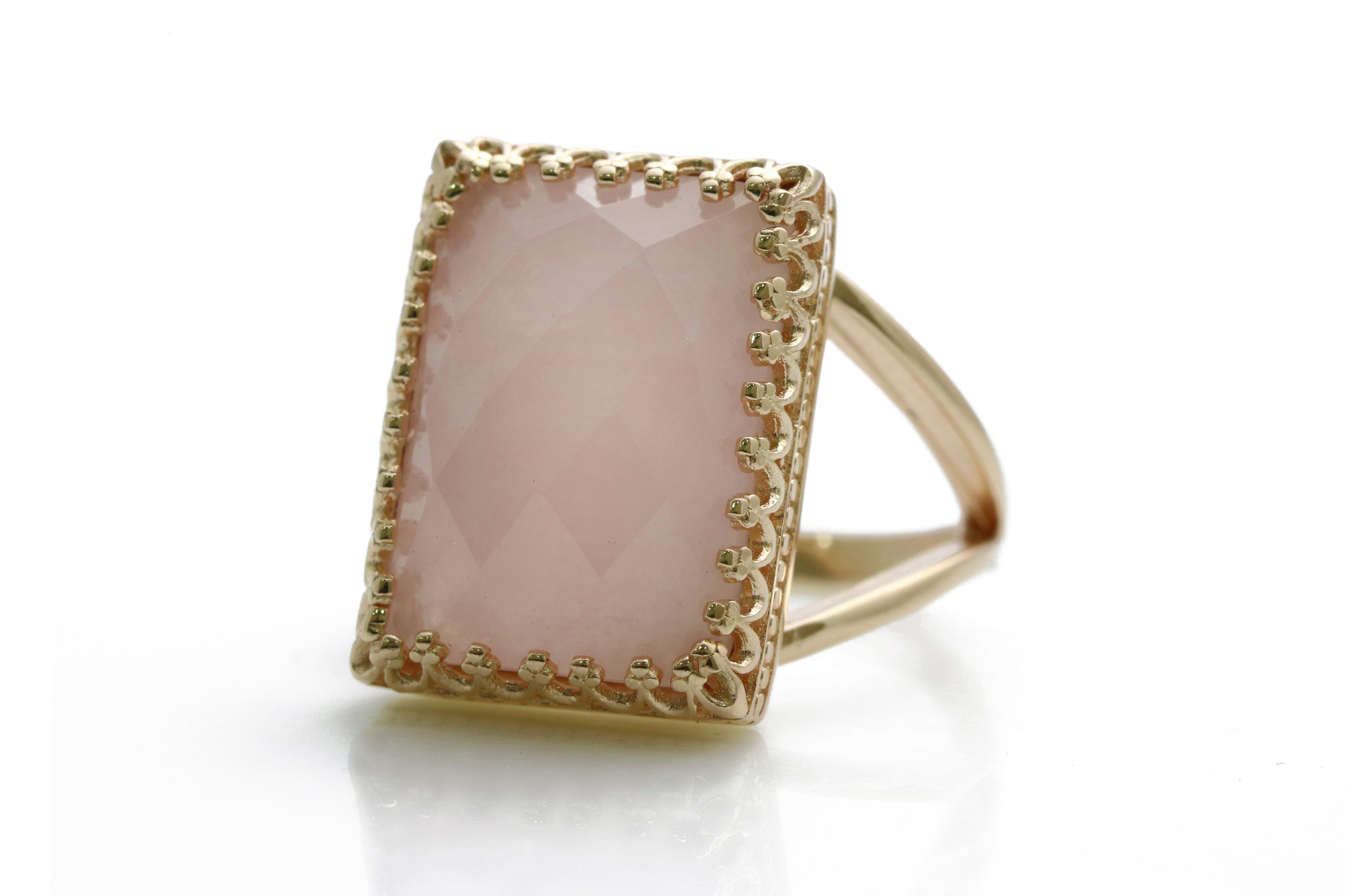 Classy Rose Quartz Ring in Rose Gold Rings Anemone Jewelry