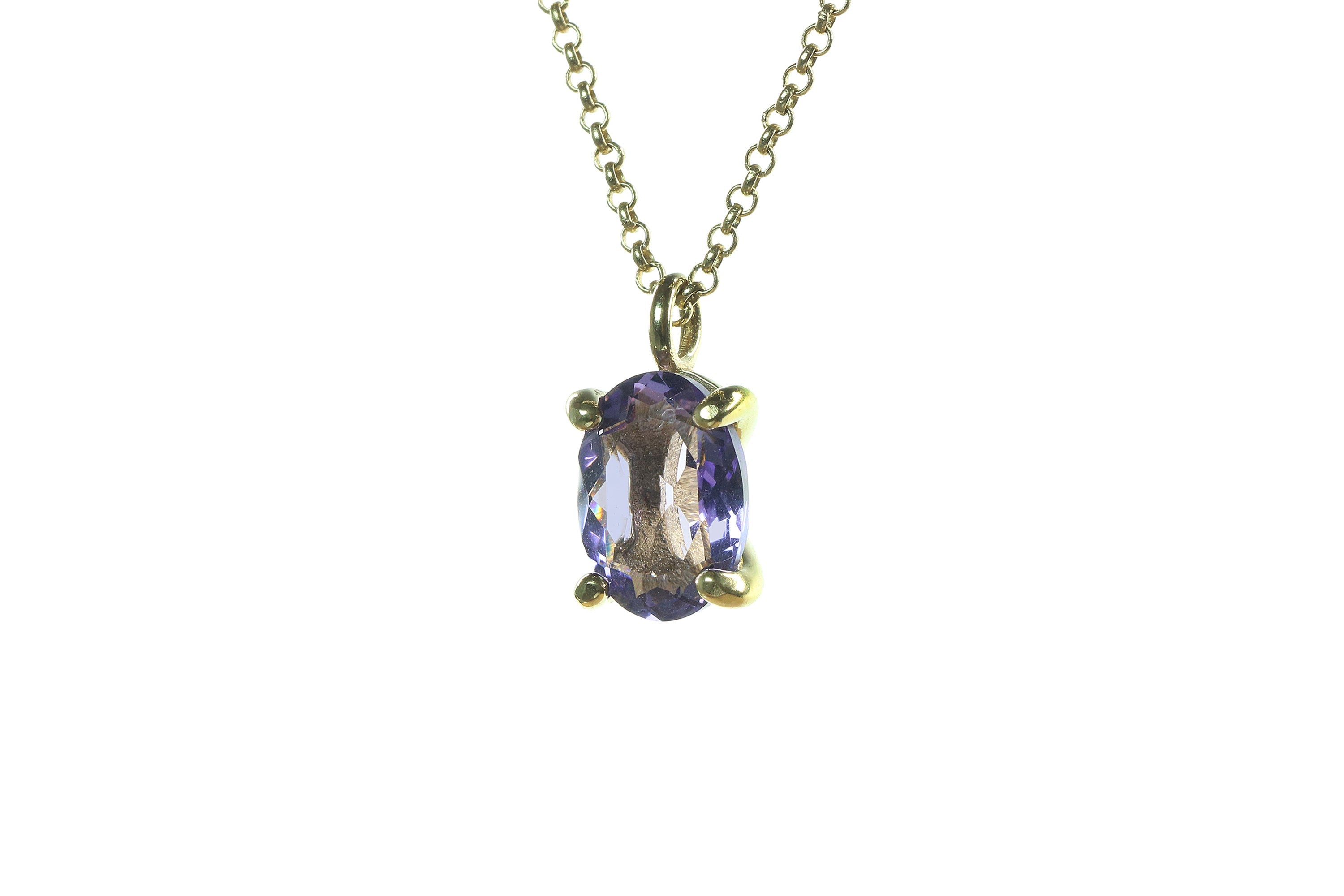 Delicate Oval Amethyst Gold Necklace necklaces Anemone Unique