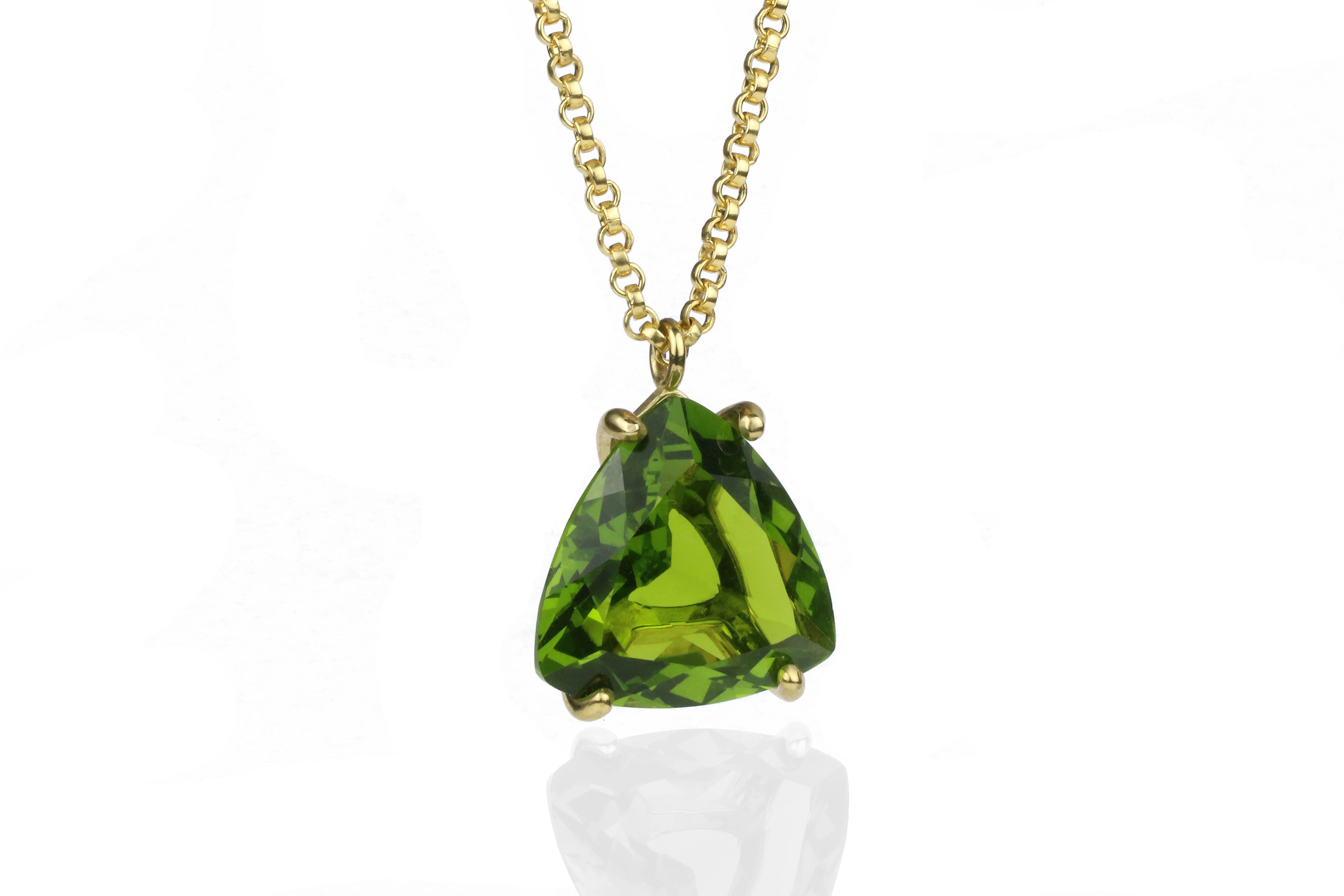 Trillion Peridot Necklace in 14k Gold necklaces Anemone Jewelry