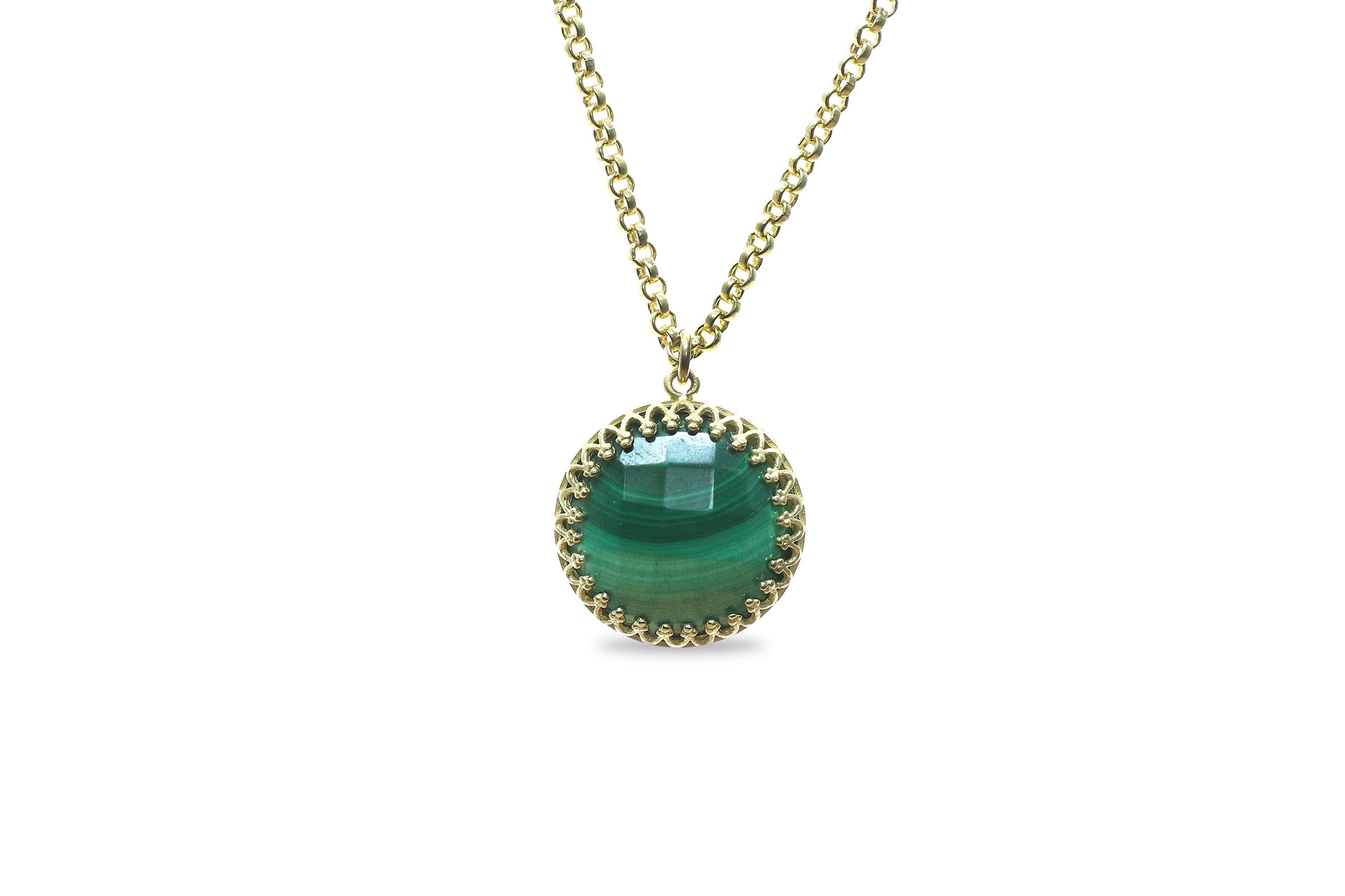 Charming Malachite 14k Gold Necklace necklaces Anemone Jewelry