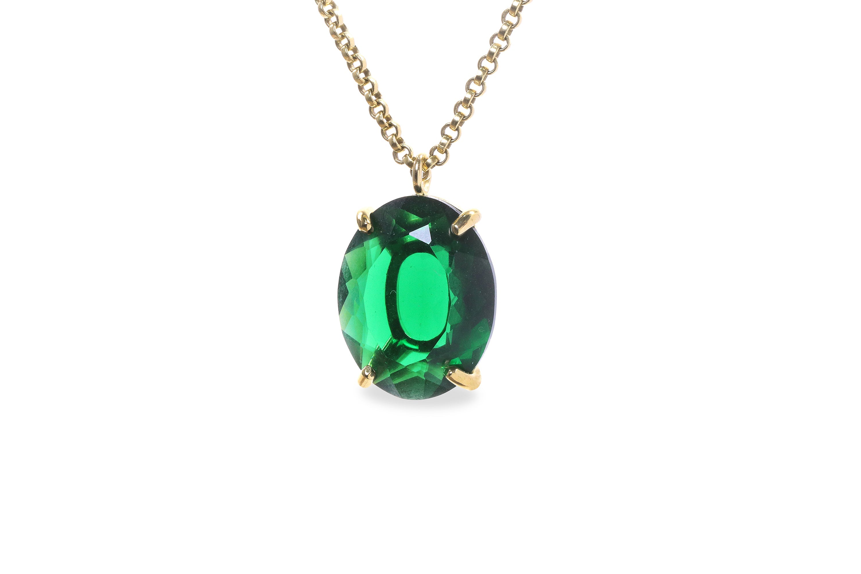 Emerald Statement Necklace in 14k Gold Filled necklaces Anemone Jewelry