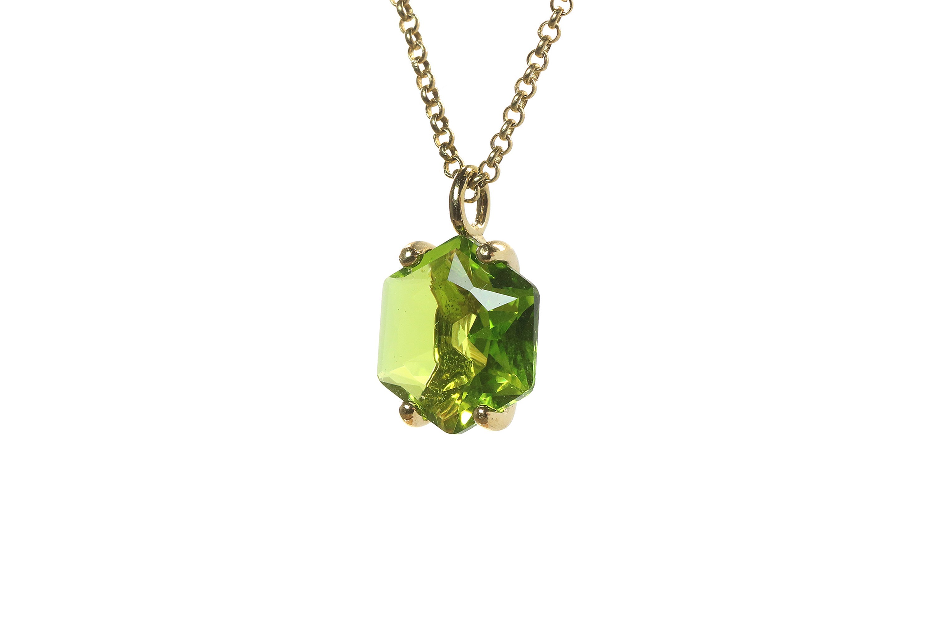 Hexagon Peridot Pendant Gold Necklace necklaces Anemone Unique