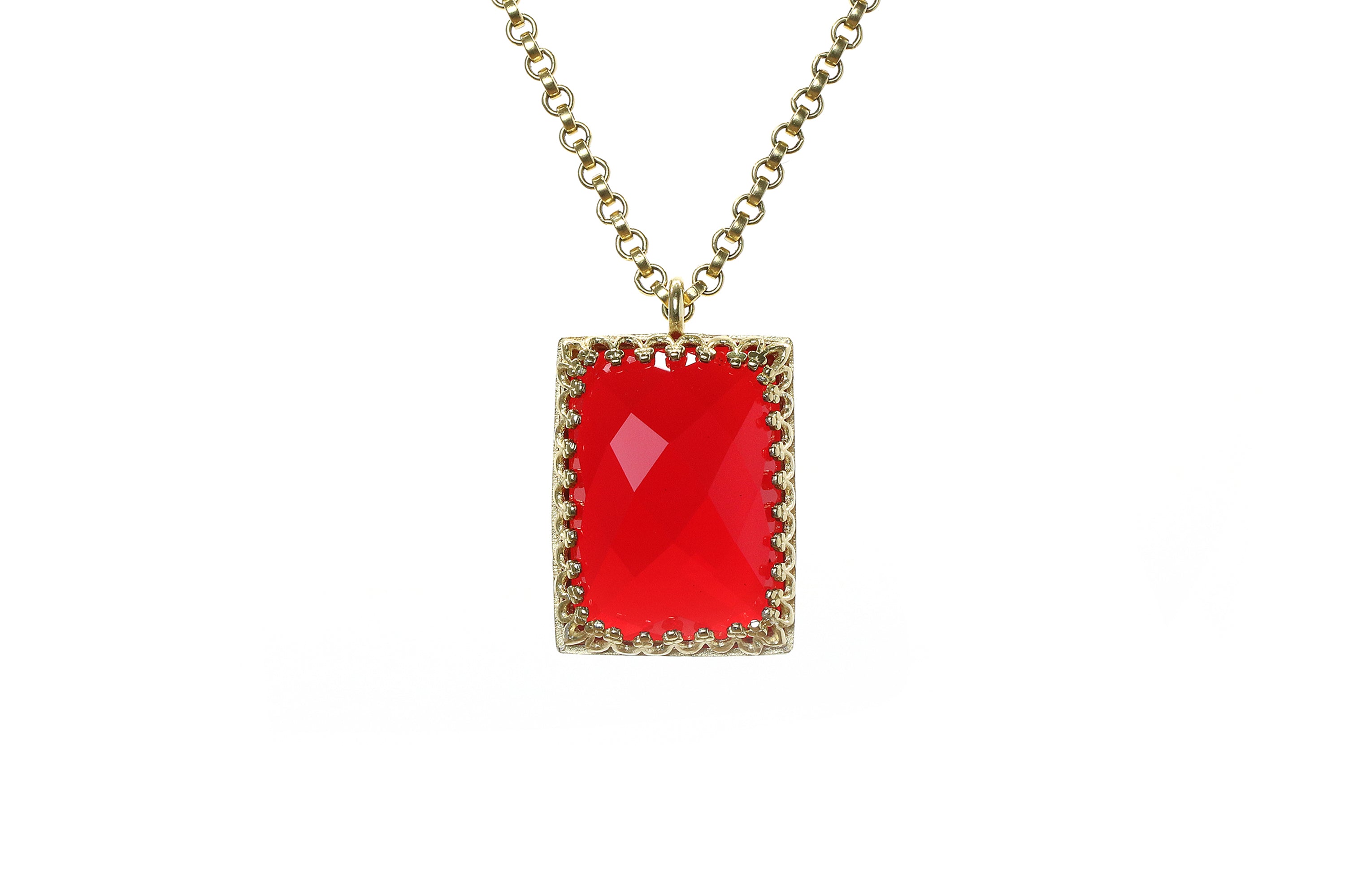 Elegant Victorian Ruby Gemstone Gold Necklace necklaces Anemone Jewelry