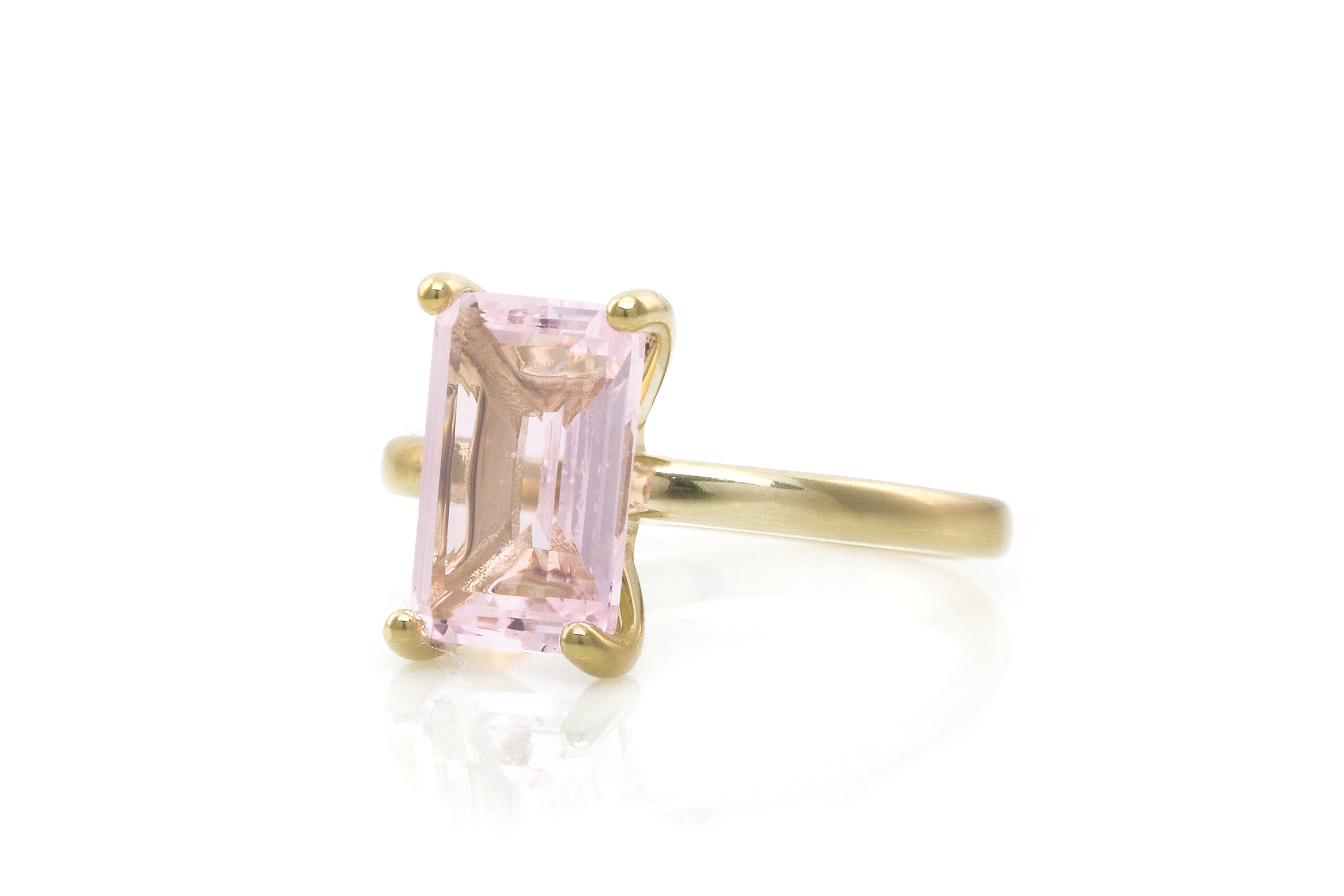 Rectangle Rose Quartz Dainty Gold Ring Rings Anemone Unique