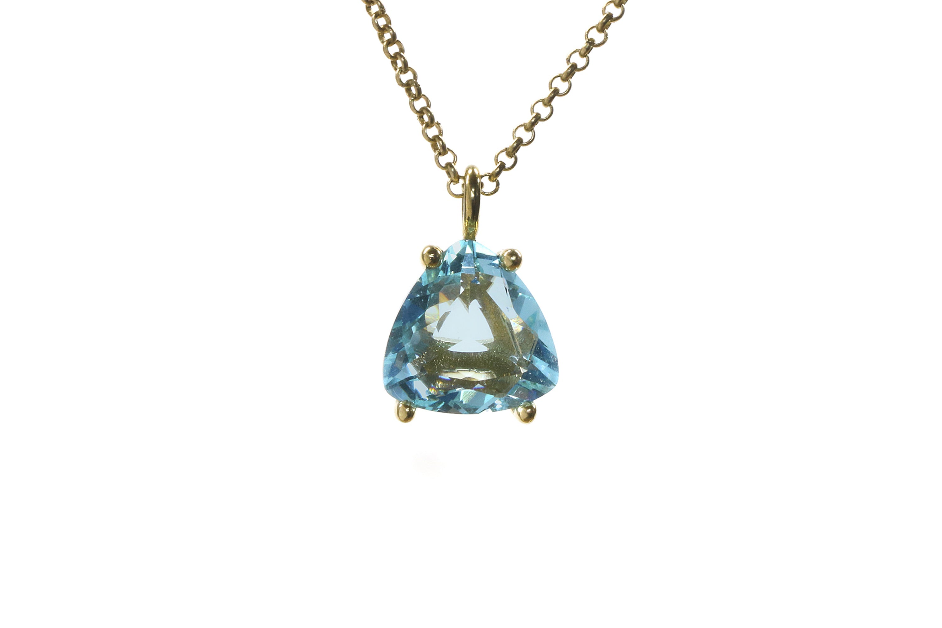 Triangle Blue Topaz Gold Necklace necklaces Anemone Unique