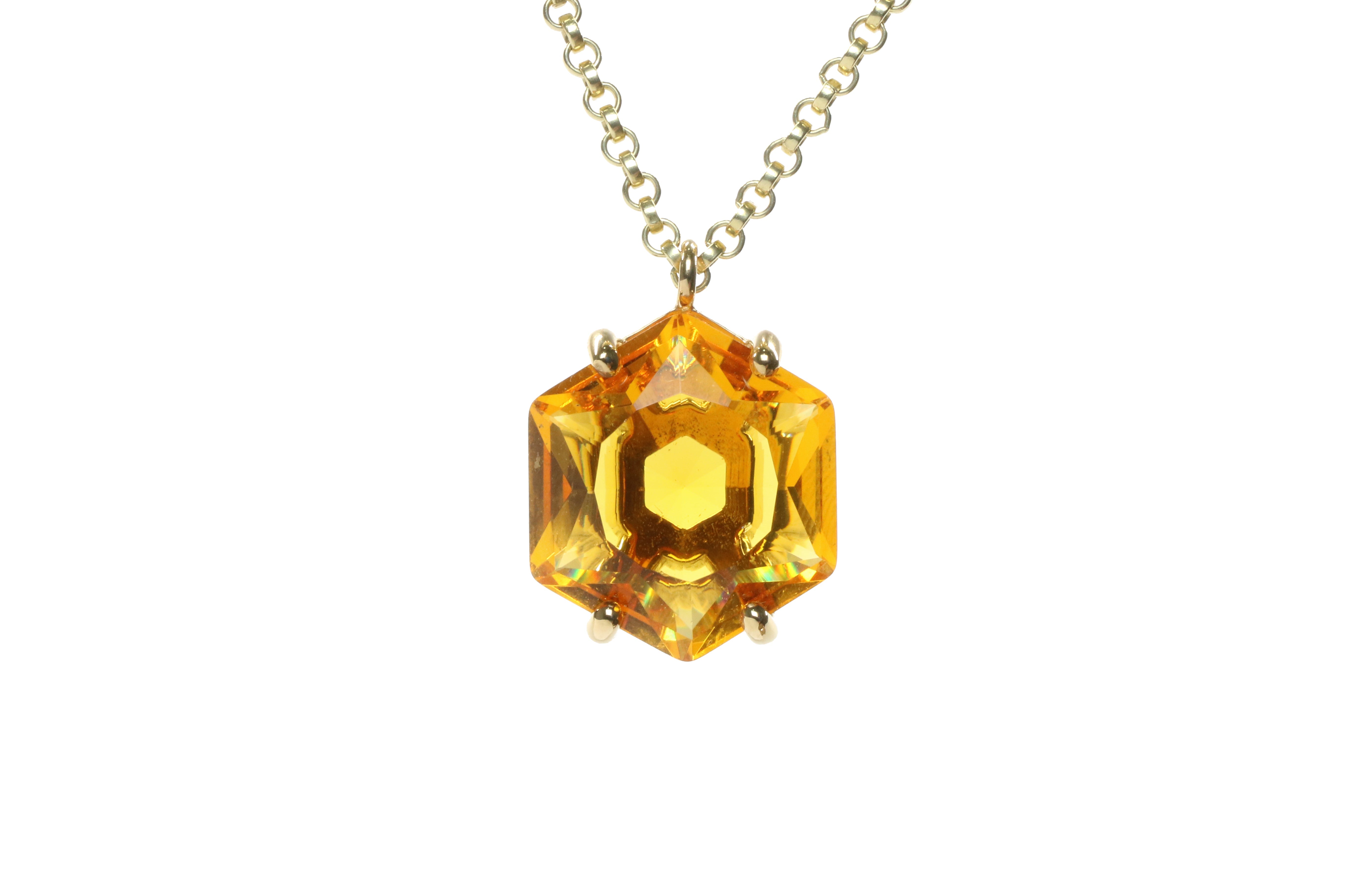 Brilliant Hexagon Citrine Gold Necklace necklaces Anemone Jewelry