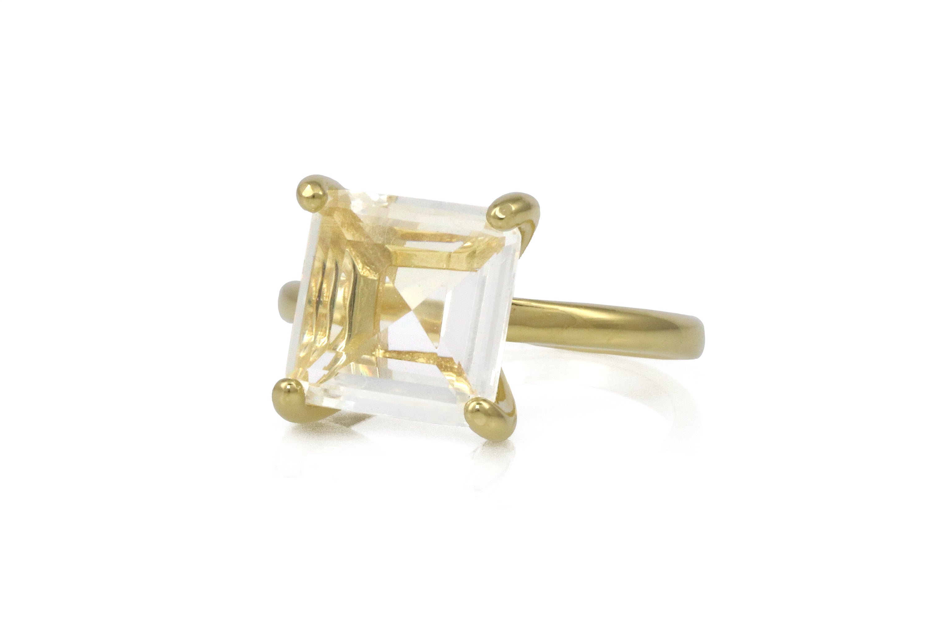 Splendid Crystal Quartz Gold Ring Rings Anemone Unique