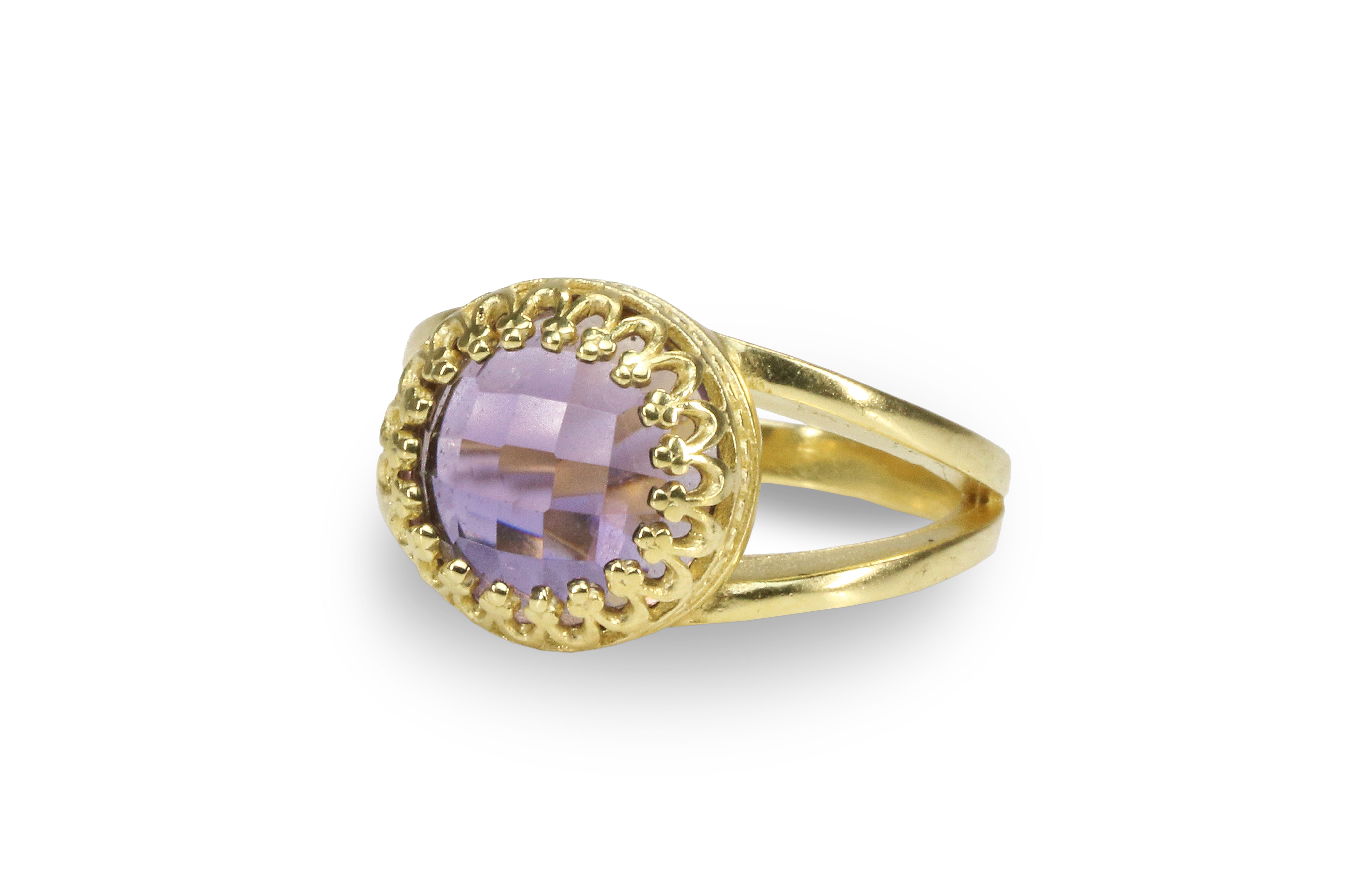 10mm Amethyst Ring in 14K Gold Rings Anemone Jewelry