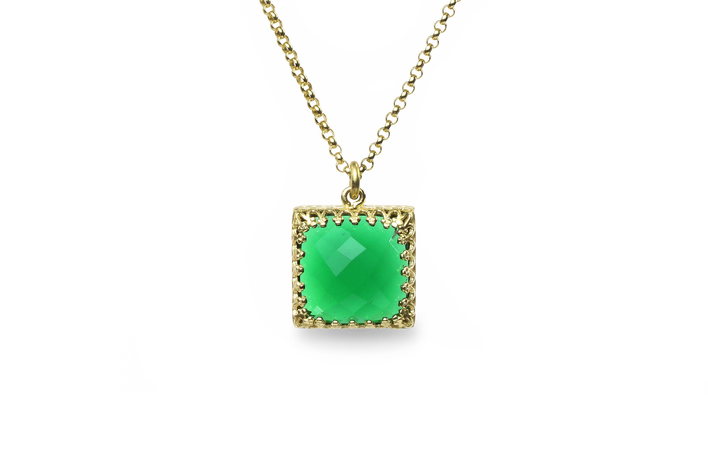 Lovely Emerald Necklace in 14k Gold necklaces Anemone Jewelry