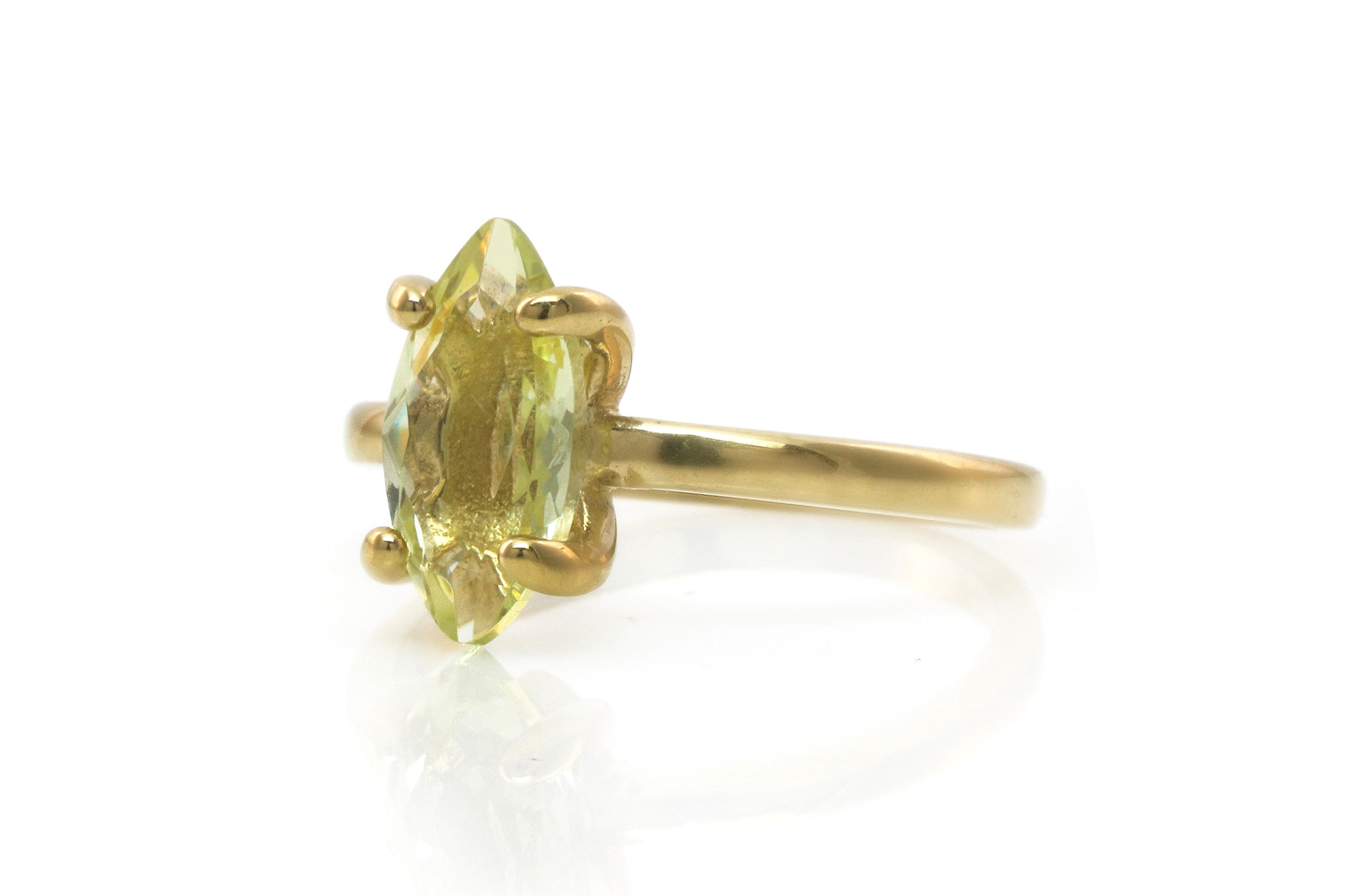 Marquise Lemon Quartz Gold Filled Ring Rings Anemone Unique