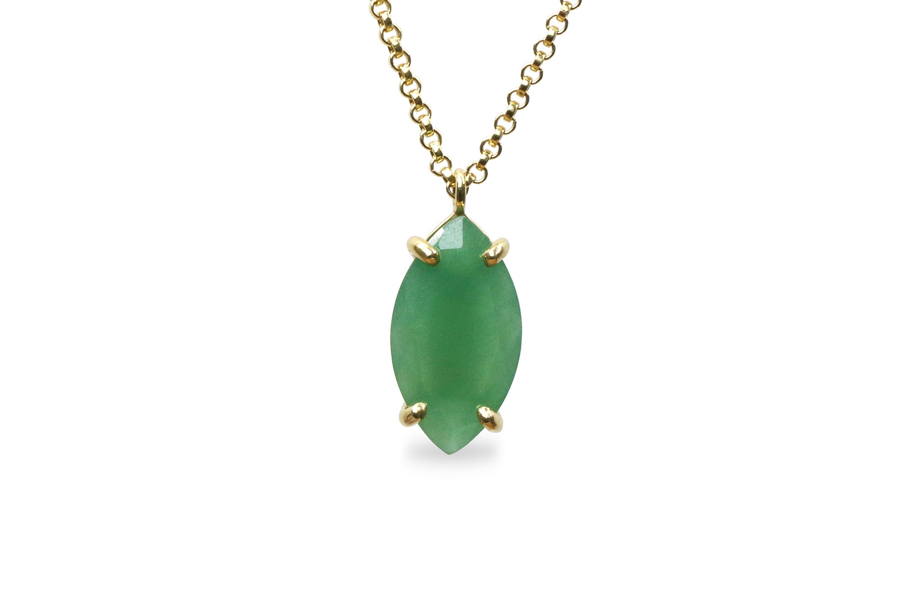 Gold Elegant Marquise Aventurine Necklace necklaces Anemone Jewelry