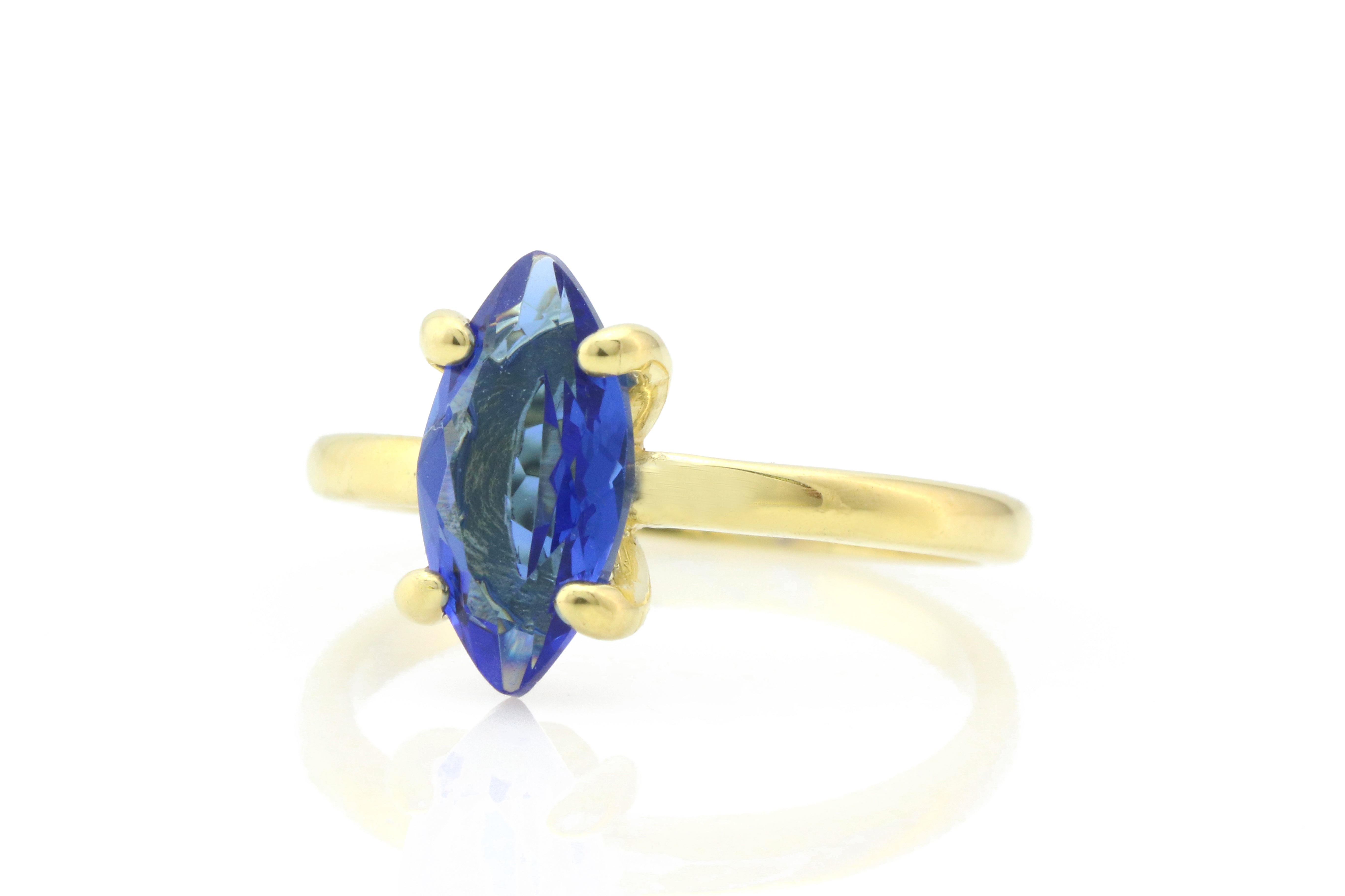 Classic Marquise Blue Sapphire Ring in Gold Rings Anemone Unique