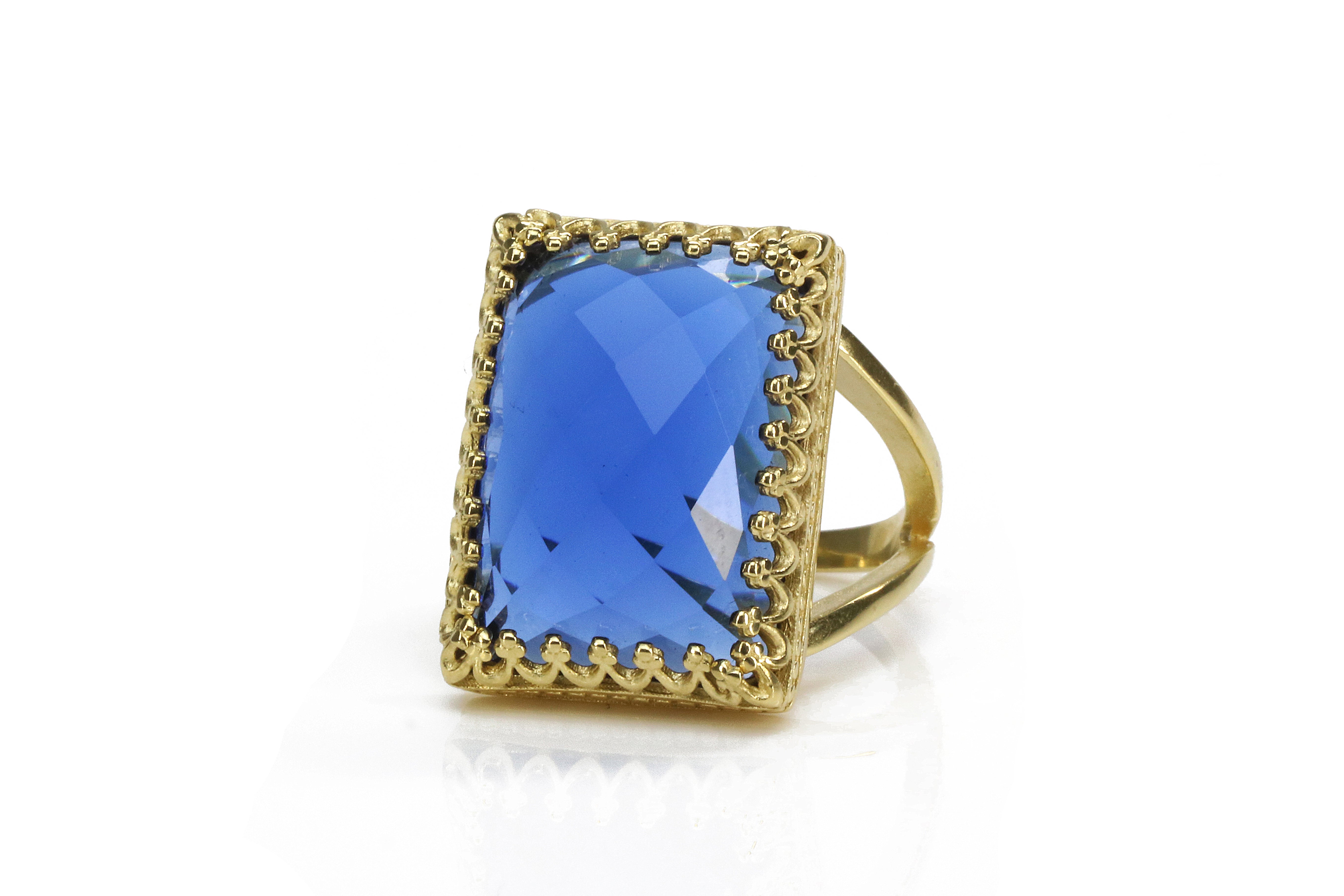 Faceted Lab Created Sapphire Jewelry Gold Filled Ring Rings Anemone Jewelry