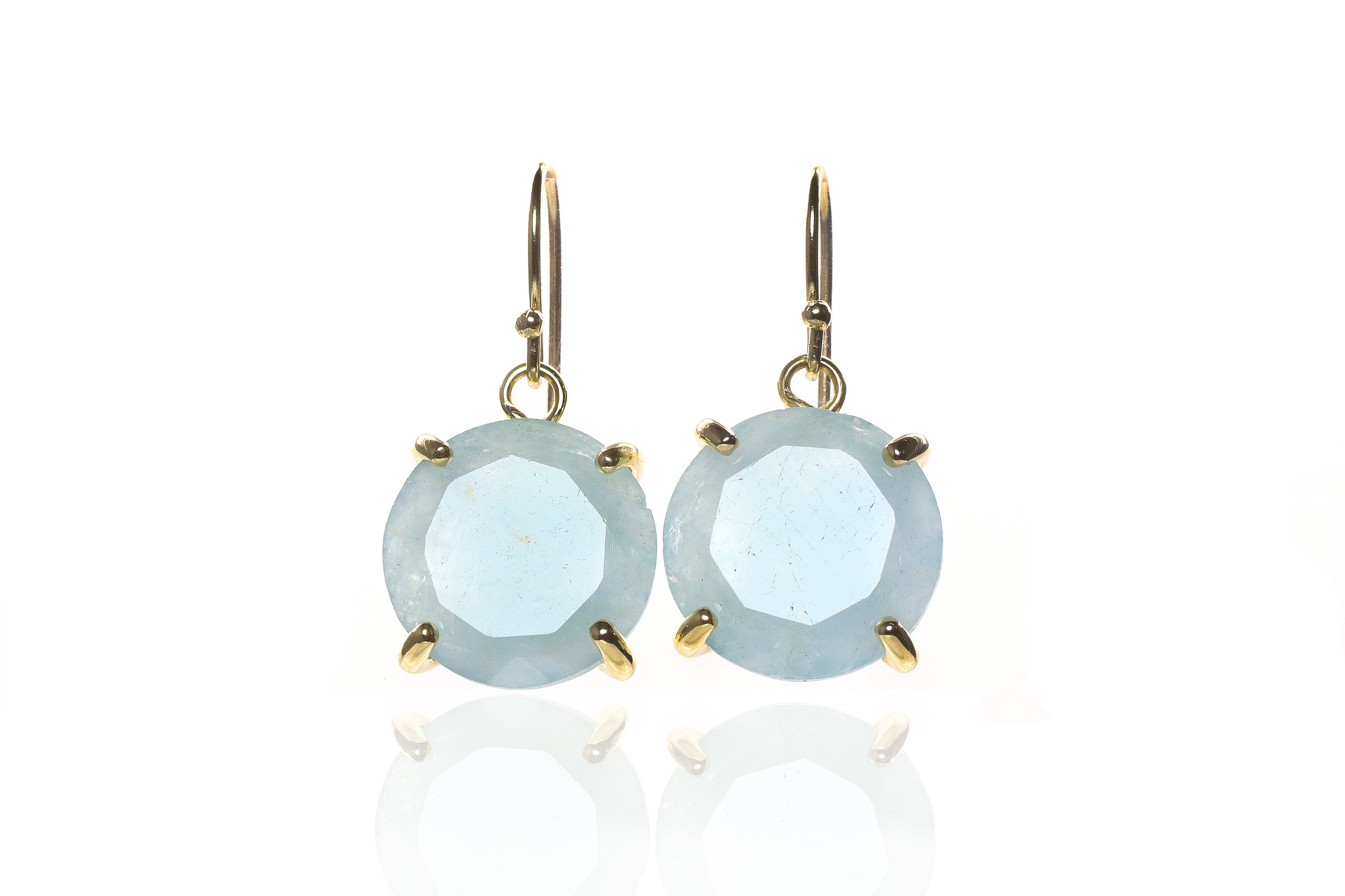 Decorative Aquamarine Earrings in Gold Earrings Anemone Jewelry