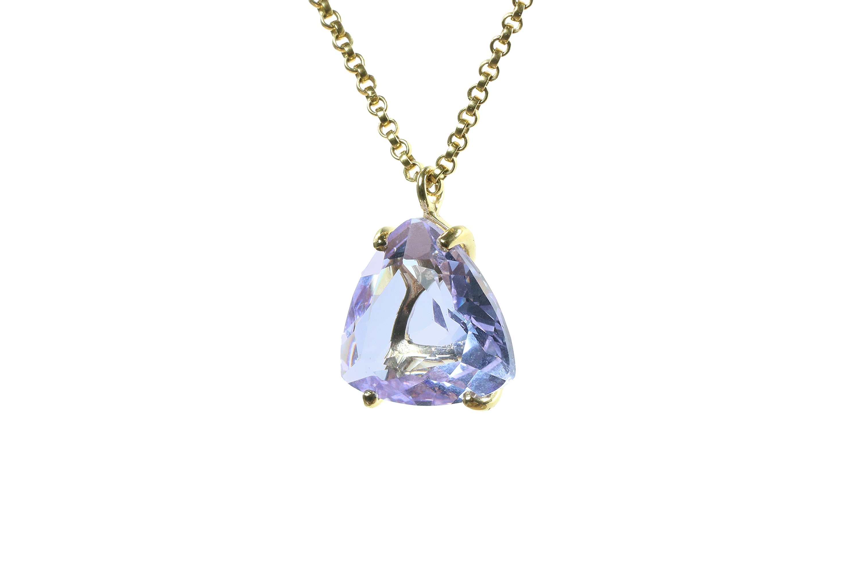 Triangle Tanzanite Pendant Necklace in Gold necklaces Anemone Jewelry