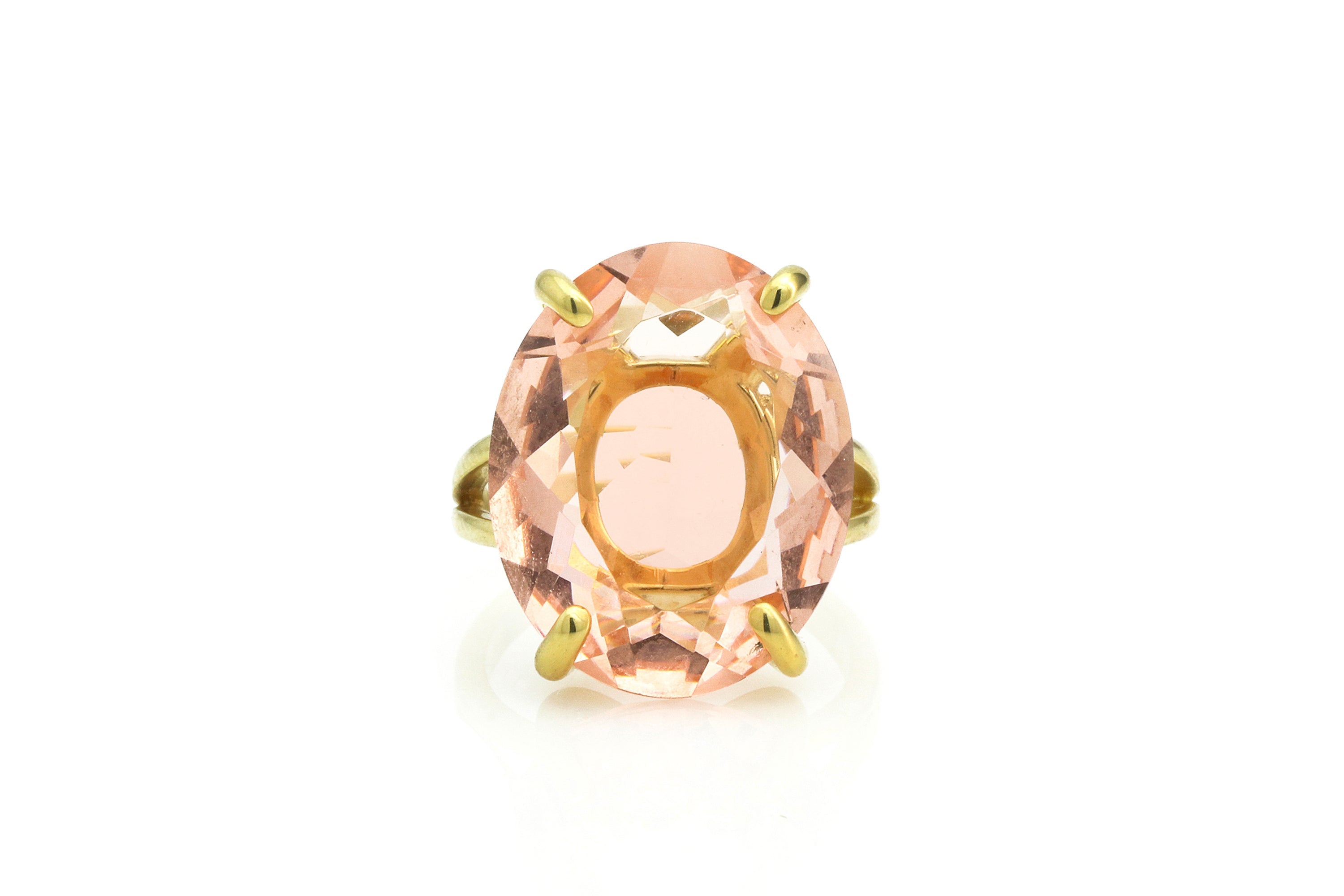 Oval Morganite Gemstone 14k Gold Ring Rings Anemone Jewelry