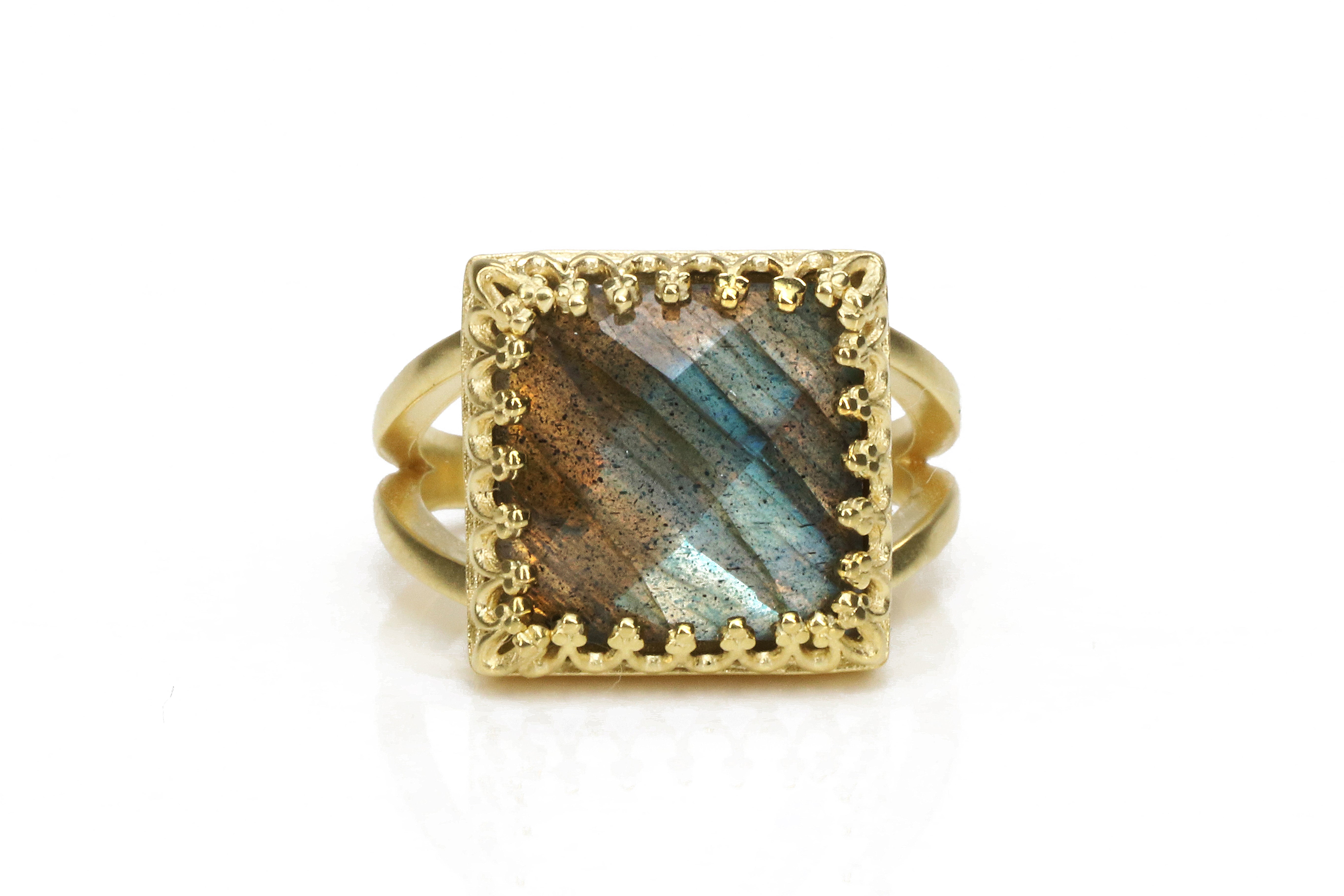 Colorful Labradorite Ring in 14k Gold-filled Band Rings Anemone Jewelry