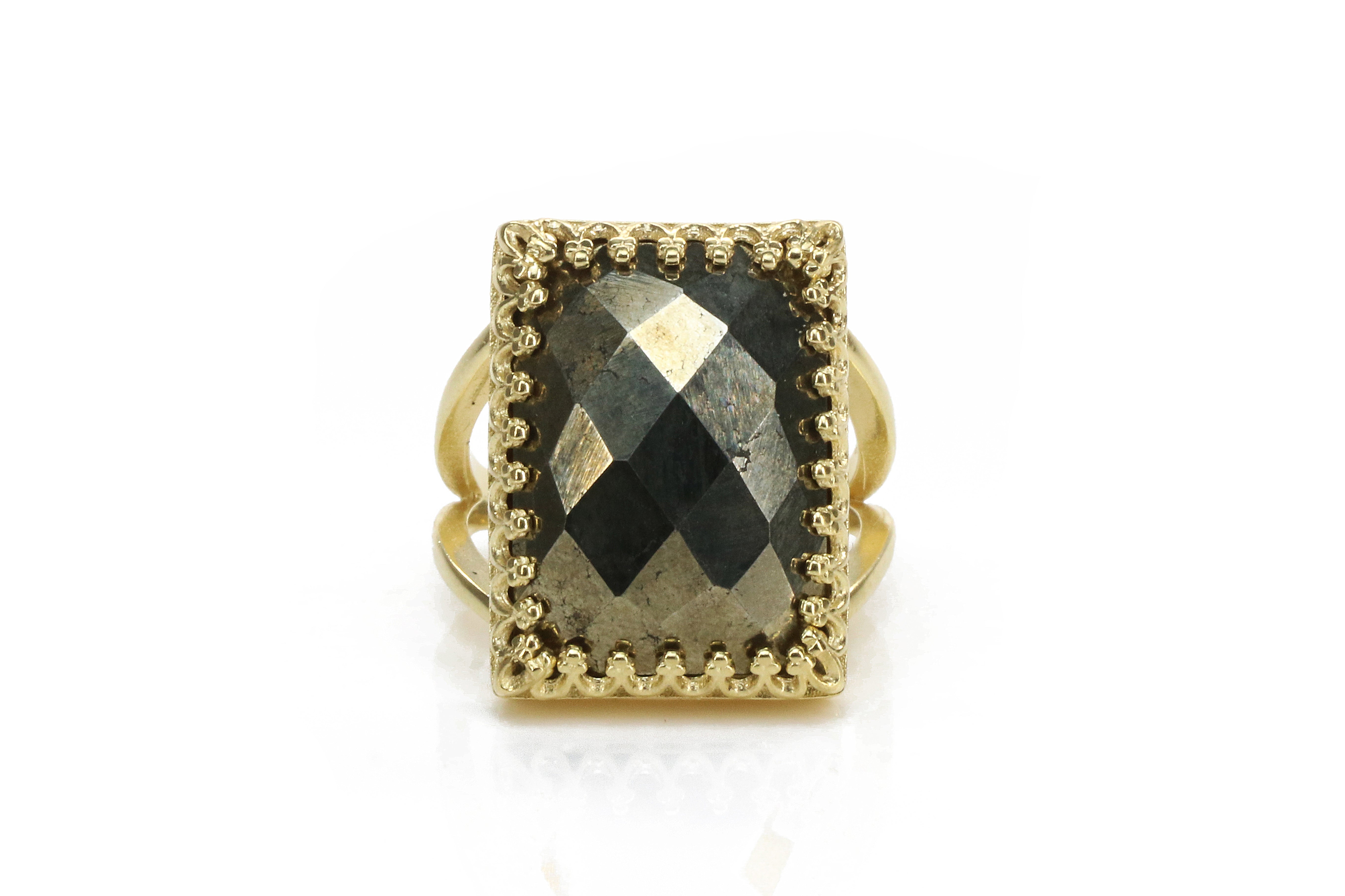 Unique Pyrite Stone Ring in 14k Gold Filled Rings Anemone Jewelry