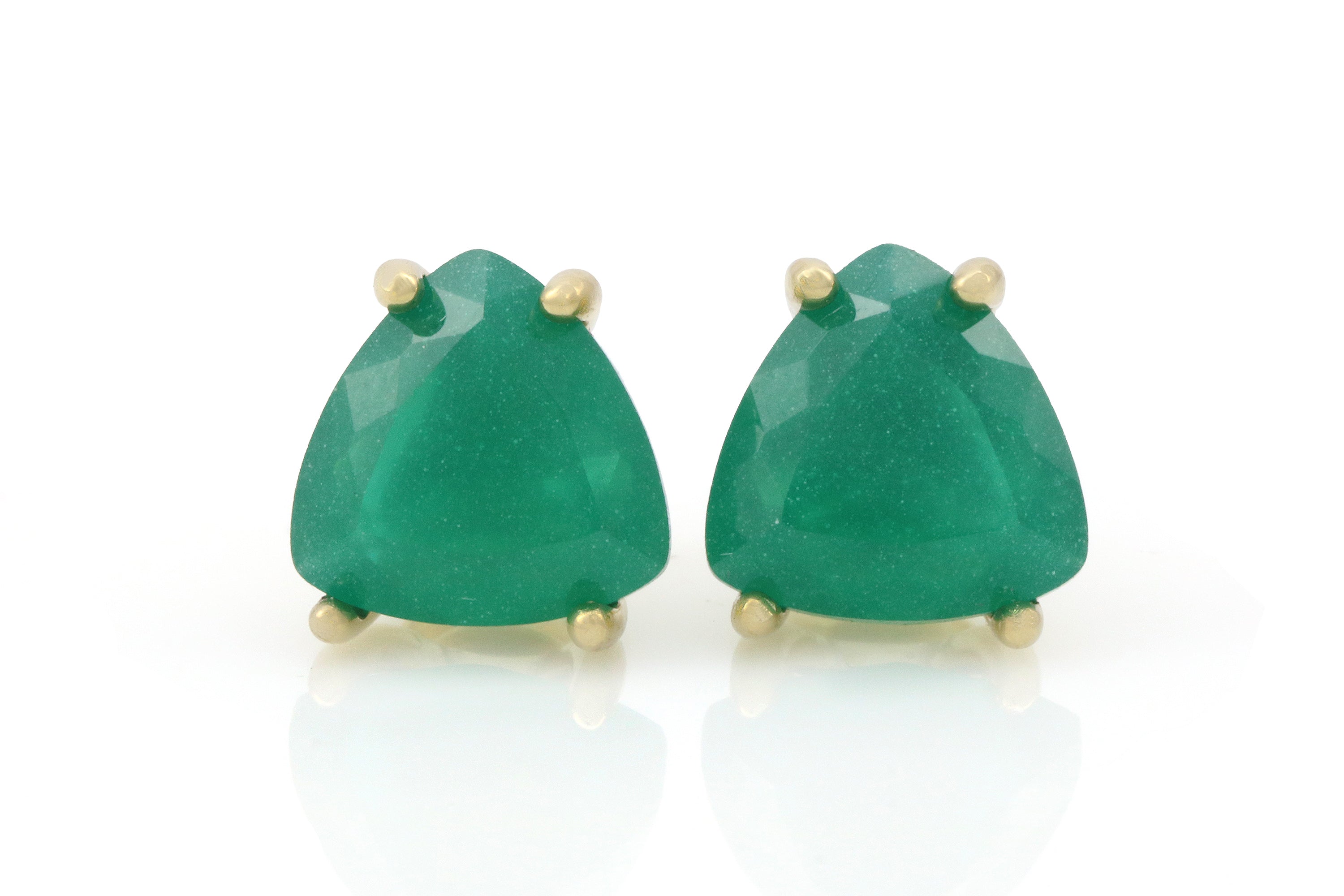 Trillion Green Onyx Gold Earrings Earrings Anemone Unique