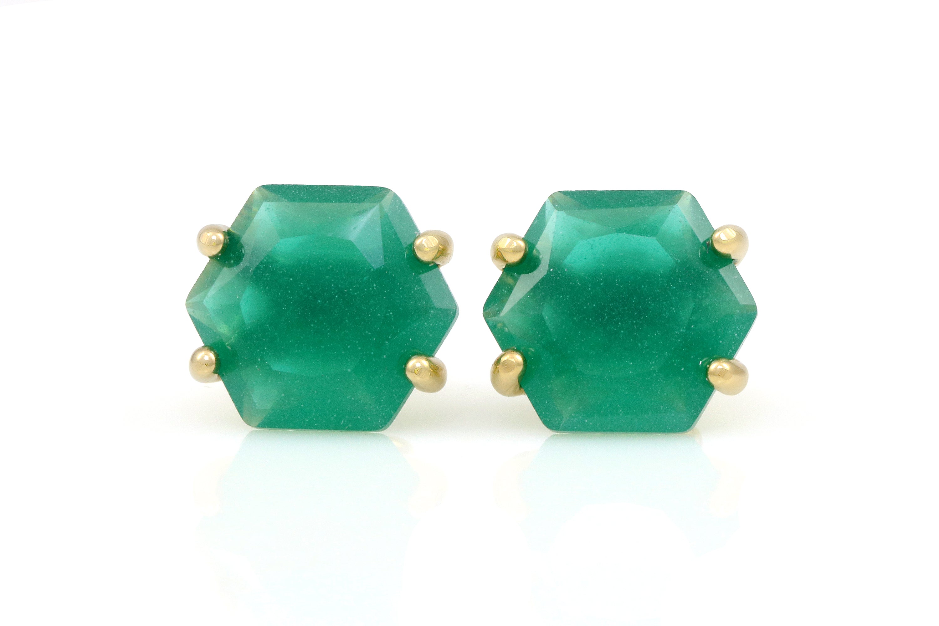 Green Onyx Gold Filled Stud Earrings Earrings Anemone Unique