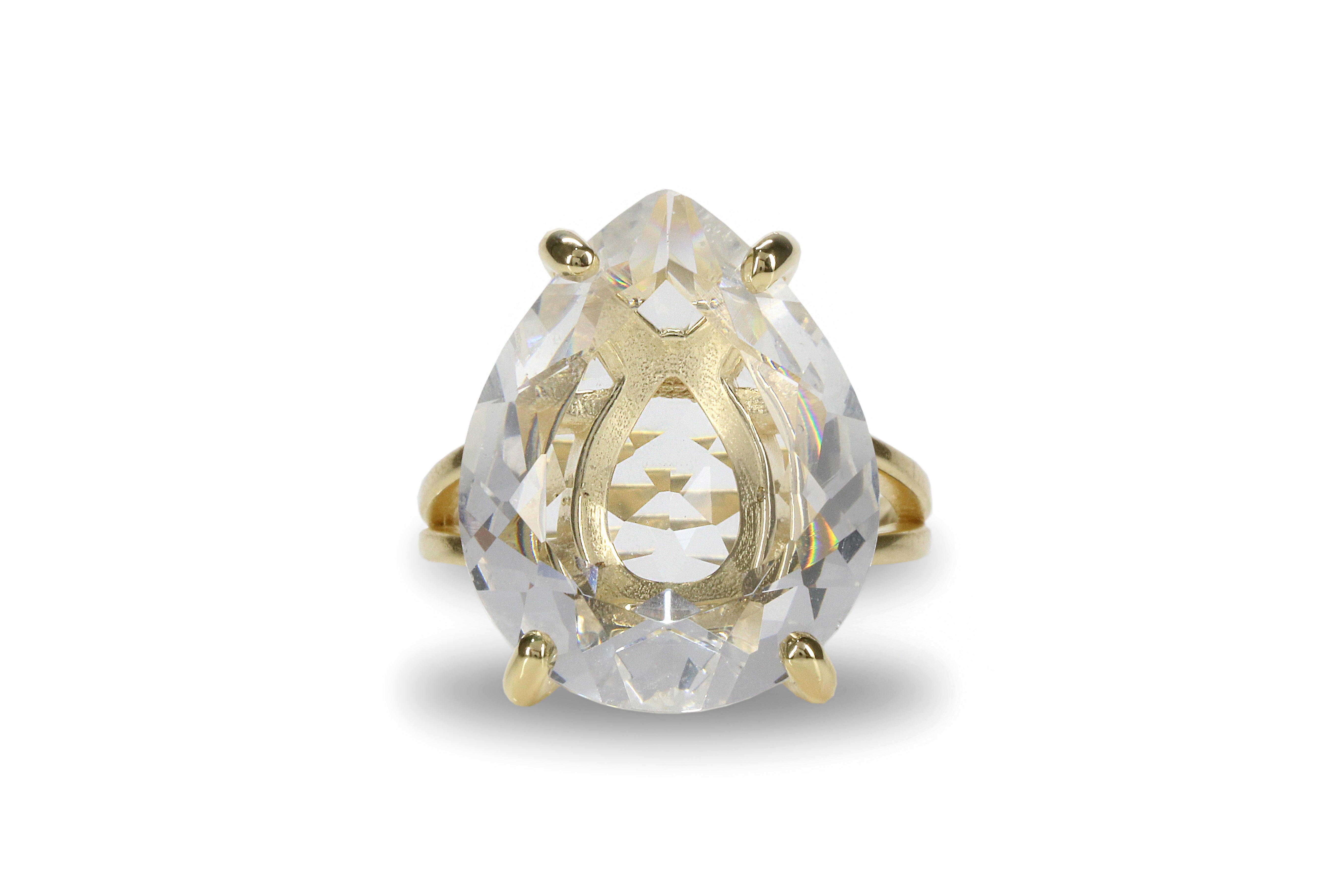 14K Gold-filled Ring with Clear Quartz Rings Anemone Jewelry