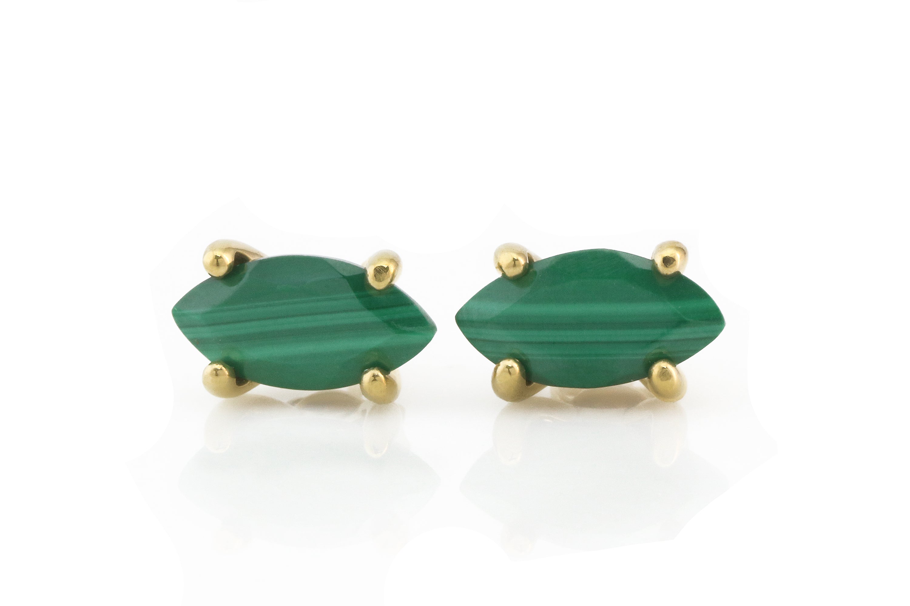 Vibrant Dainty Green Malachite Gold Earrings Earrings Anemone Unique