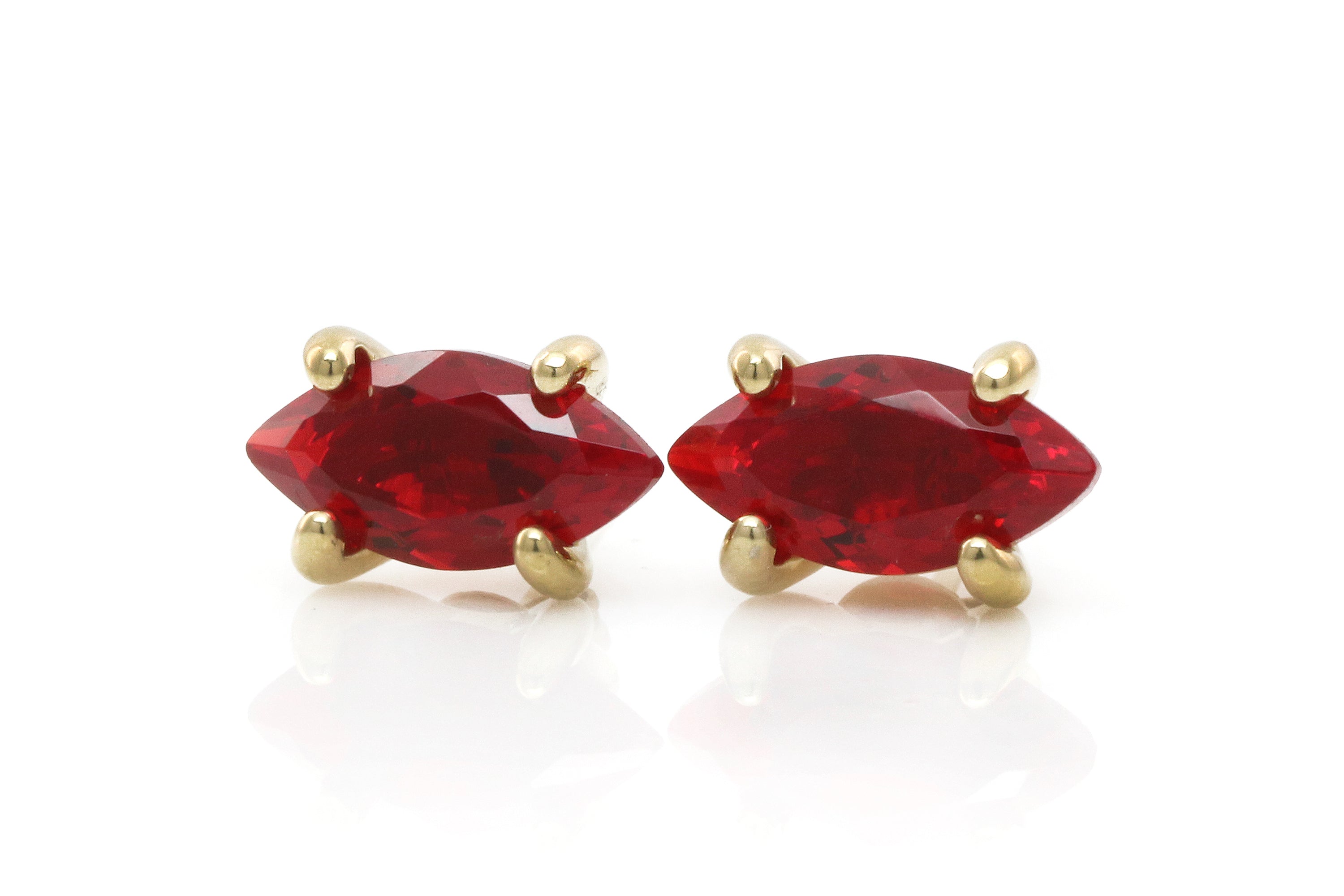 Dainty Marquise Red Ruby Gold Earrings Earrings Anemone Unique