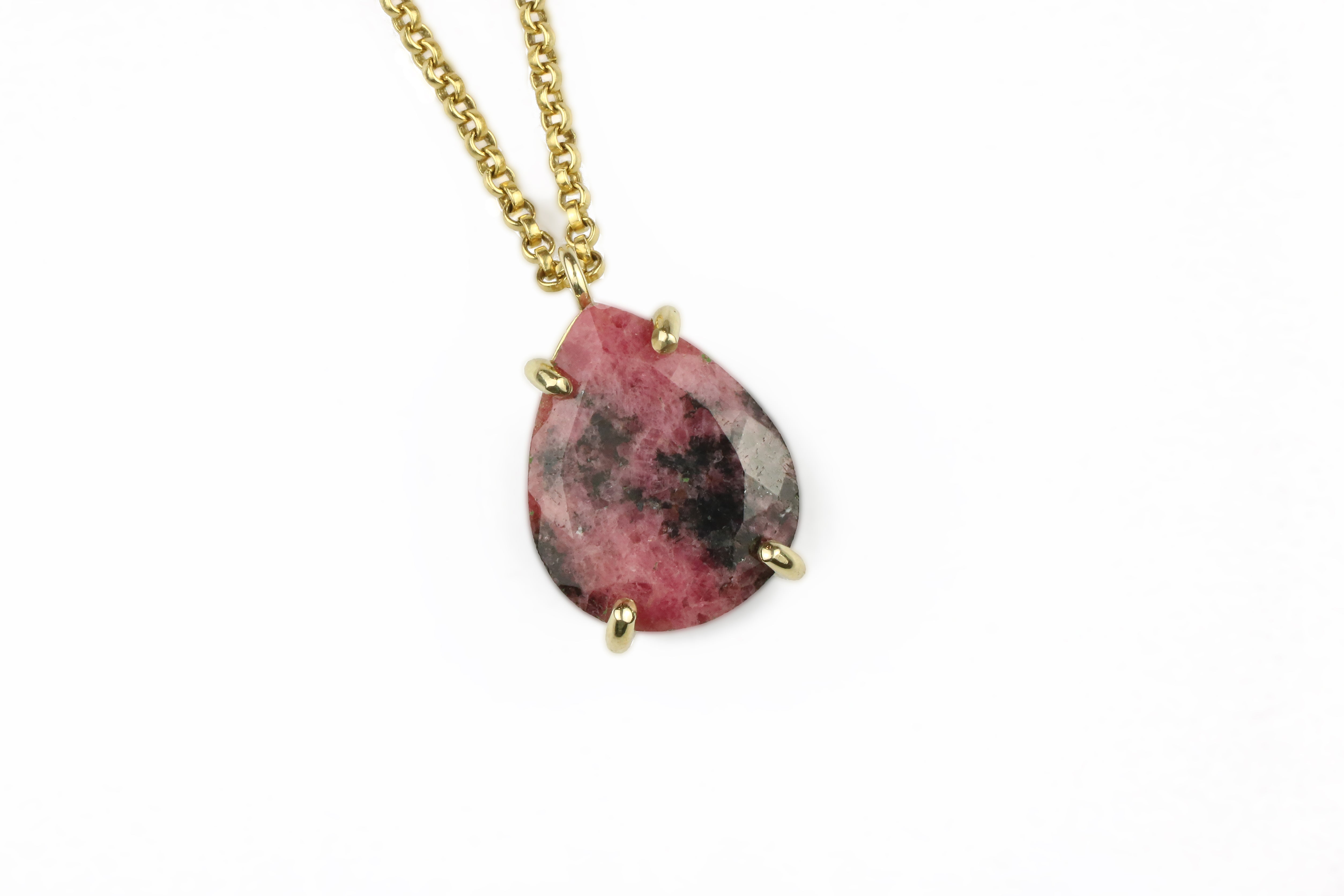 Elegant Handmade Pear Rhodonite Necklace necklaces Anemone Jewelry