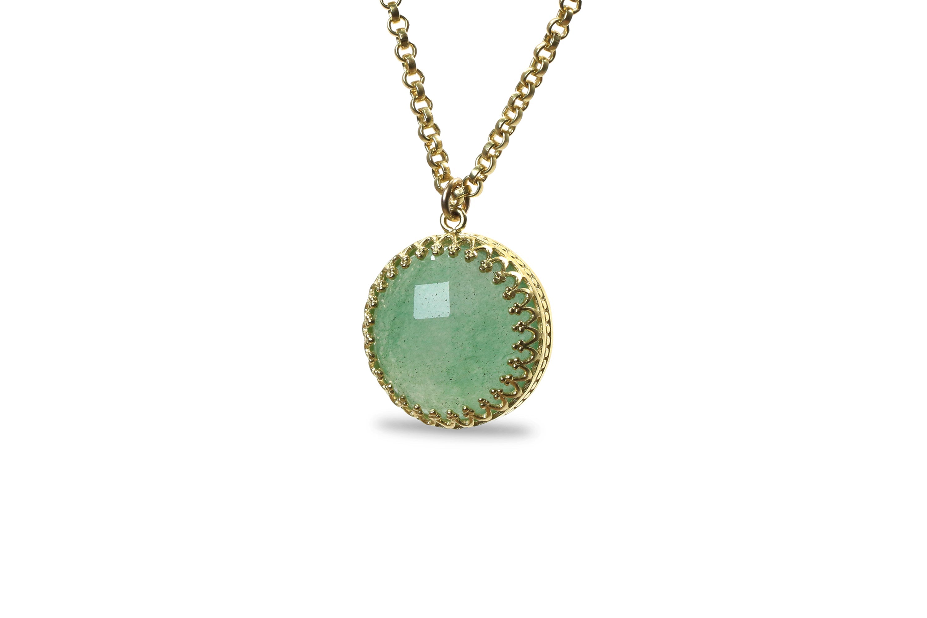 Luscious Green Aventurine Gold Necklace necklaces Anemone Jewelry