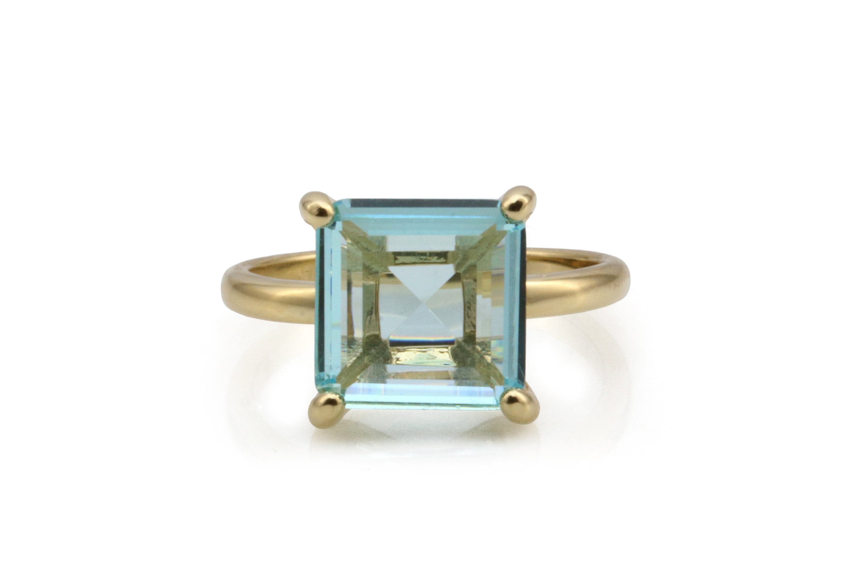 Gold Artisan Square Blue Topaz Ring Rings Anemone Unique