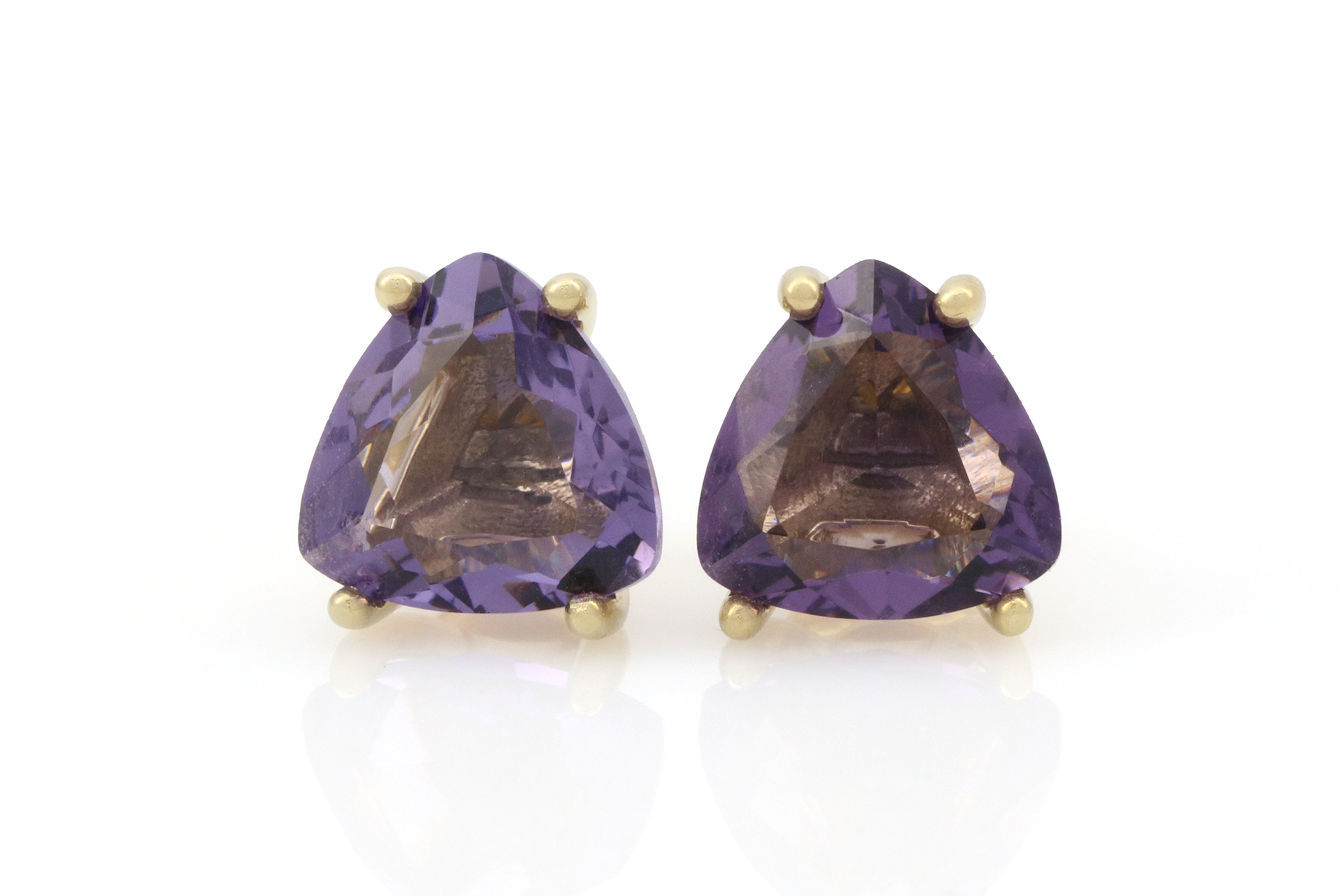 Gold Filled Purple Amethyst Trillion Earrings Earrings Anemone Unique