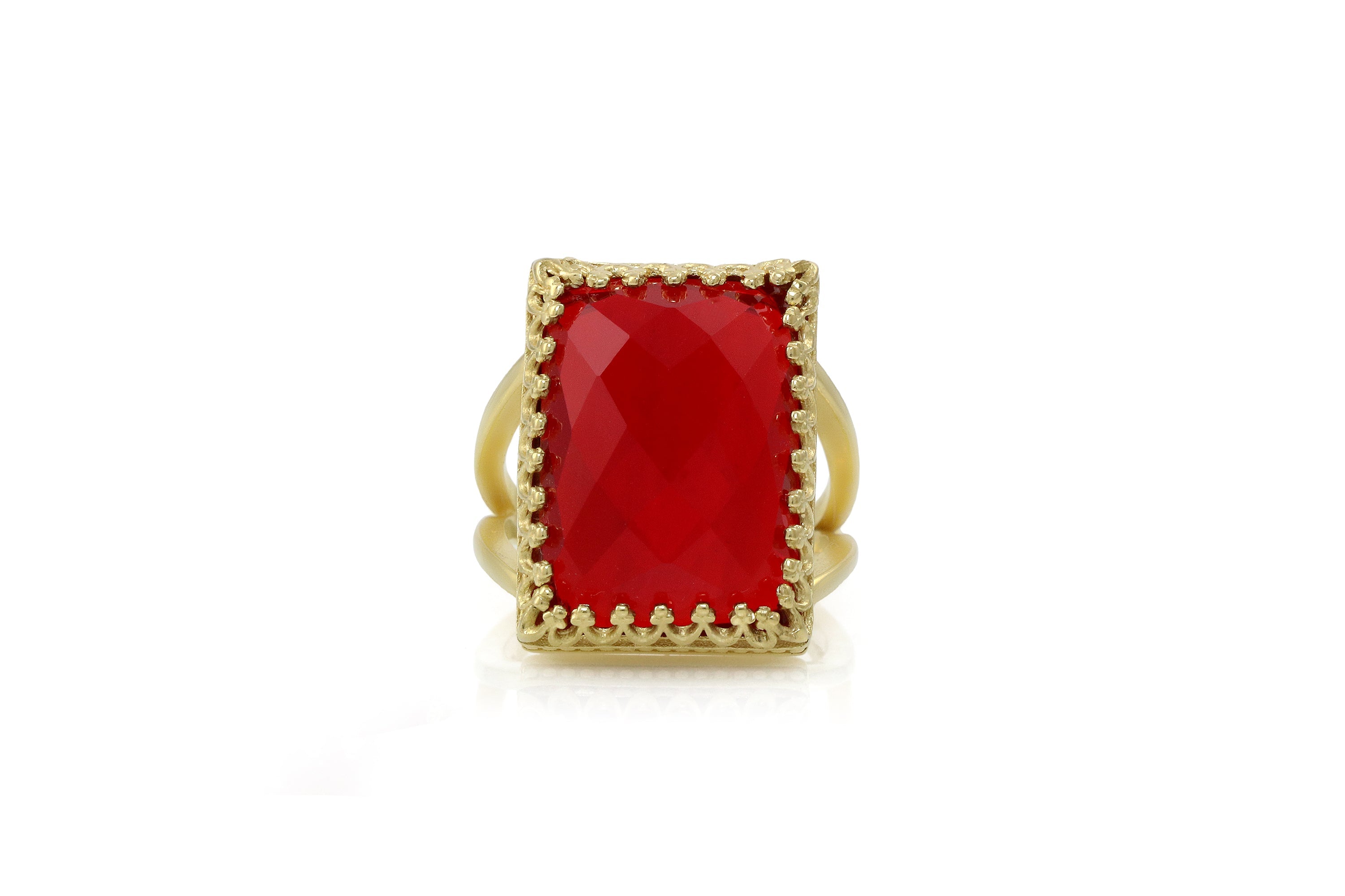Fine Rectangle Ruby Ring in Gold Rings Anemone Jewelry