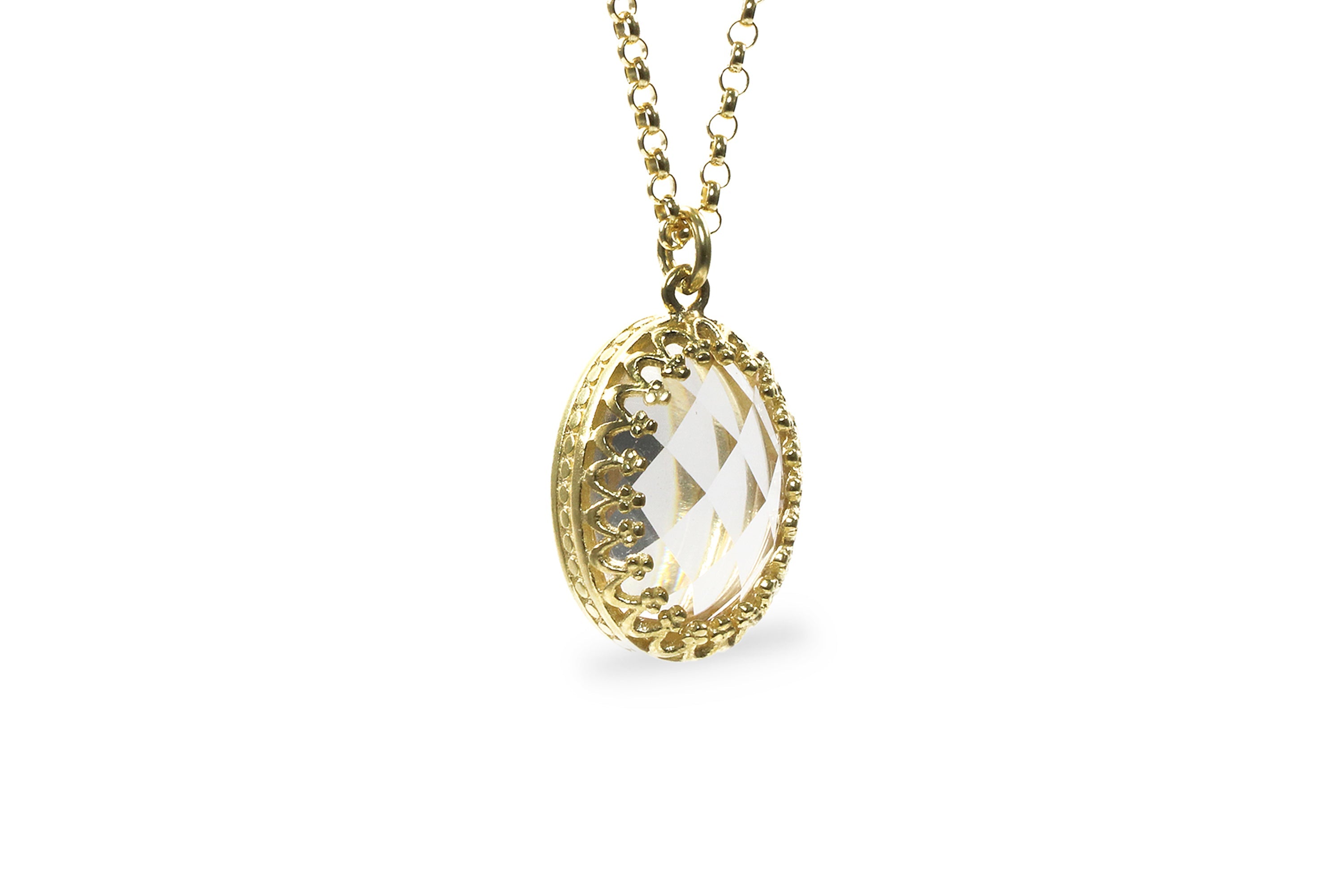 Classic Crystal Quartz Necklace in Gold necklaces Anemone Jewelry