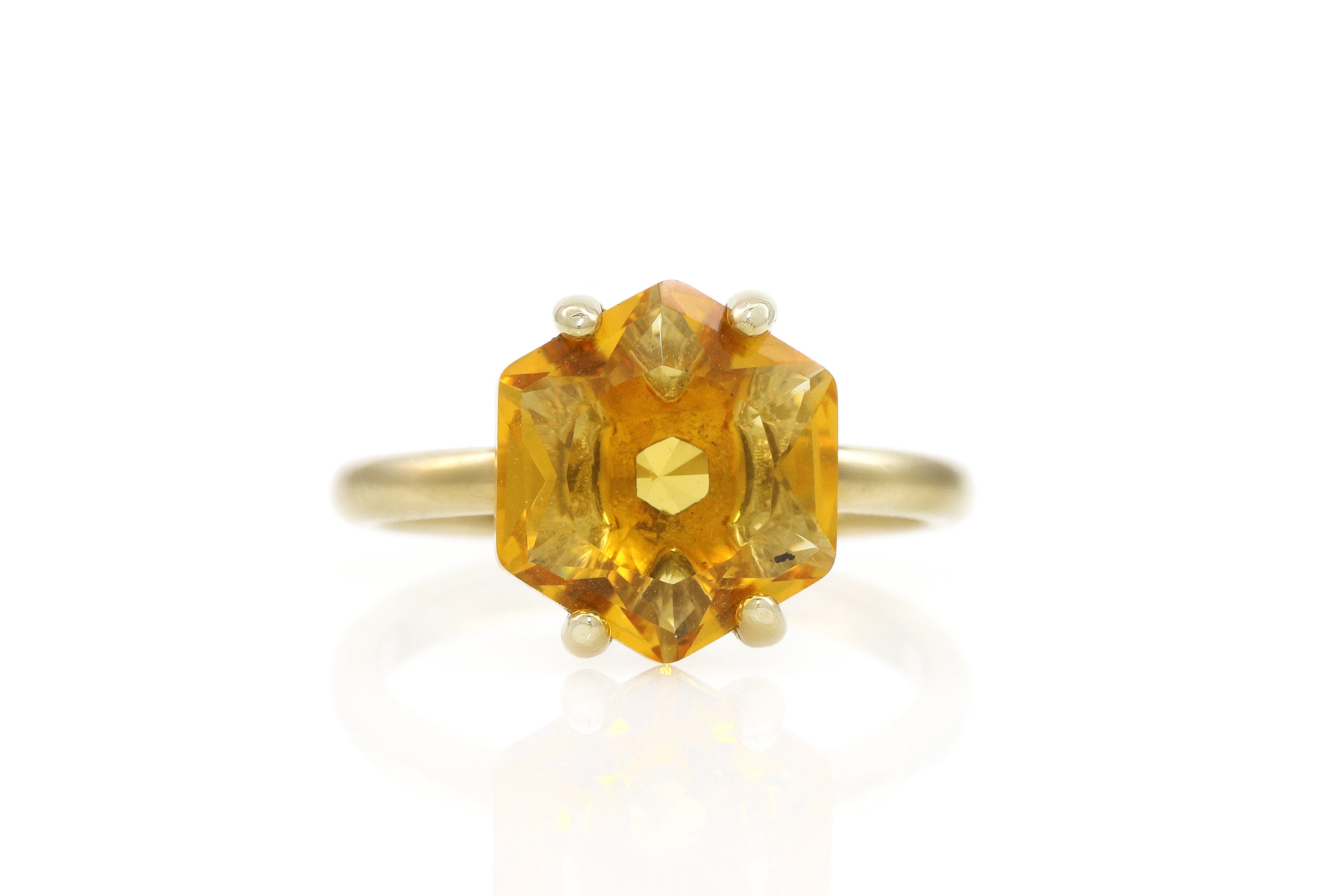 Brilliant Hexagon Citrine Gold Ring Rings Anemone Unique