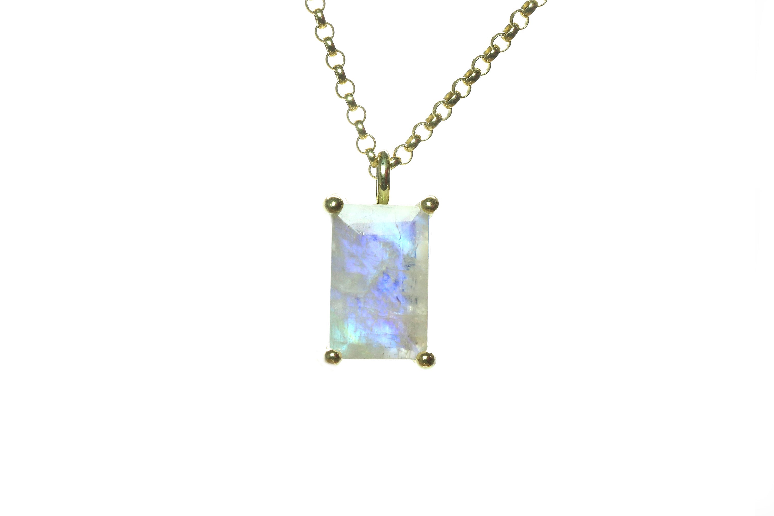 Amazing Rectangular Moonstone Gold Necklace necklaces Anemone Unique