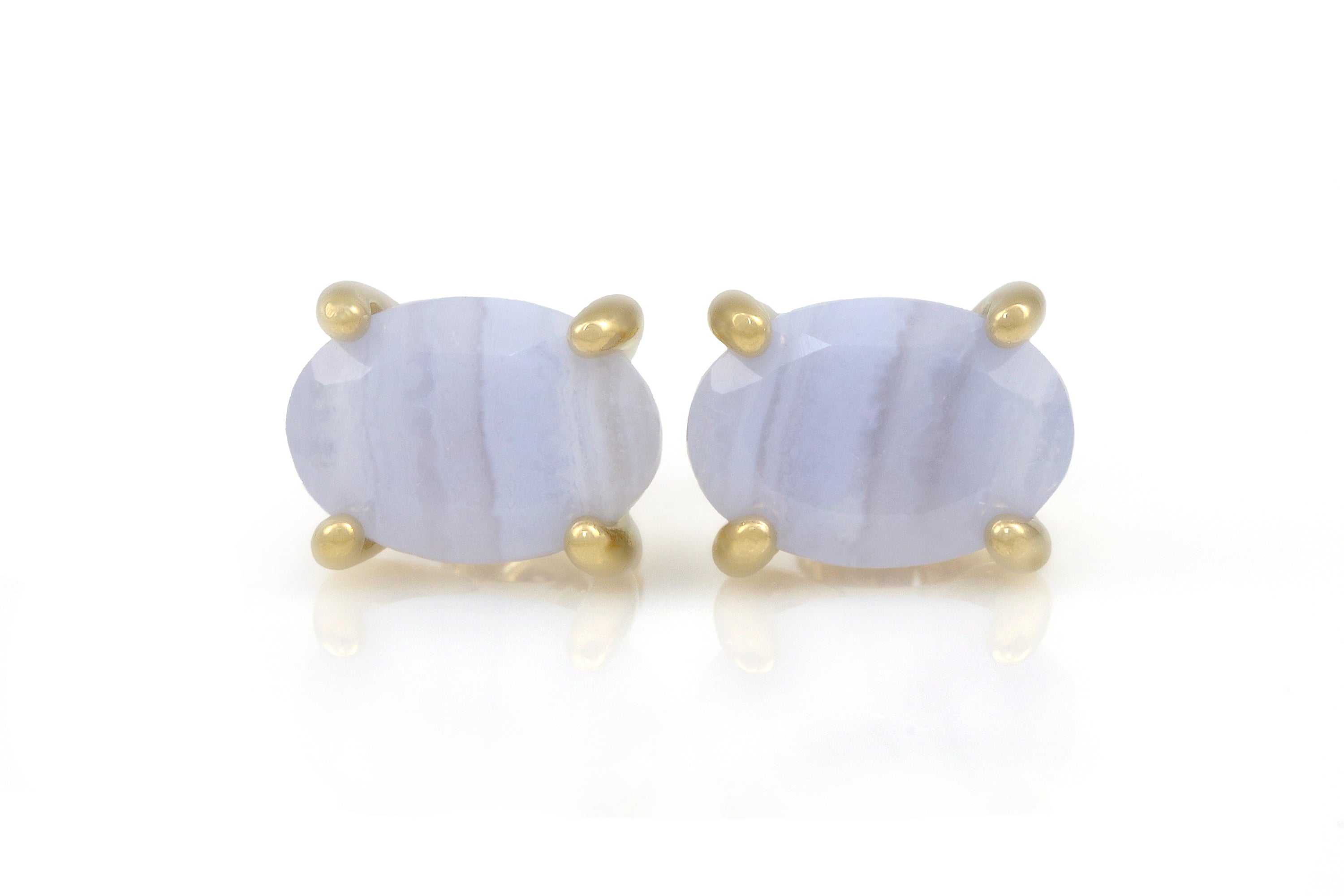 Delicate Blue Lace Agate Gold Earrings Earrings Anemone Unique