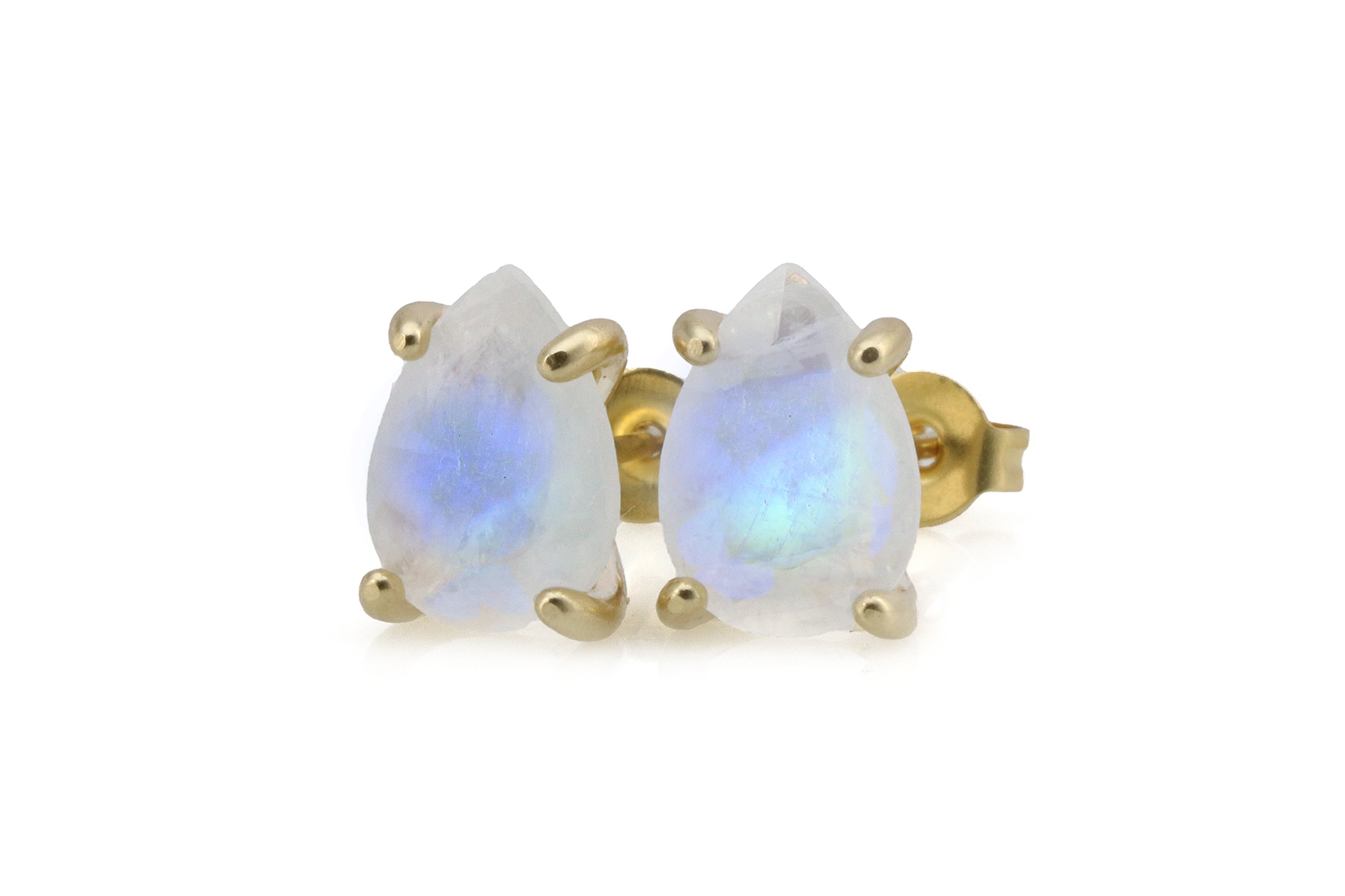 Chic Rainbow Moonstone Handmade Gold Stud Earrings Earrings Anemone Unique