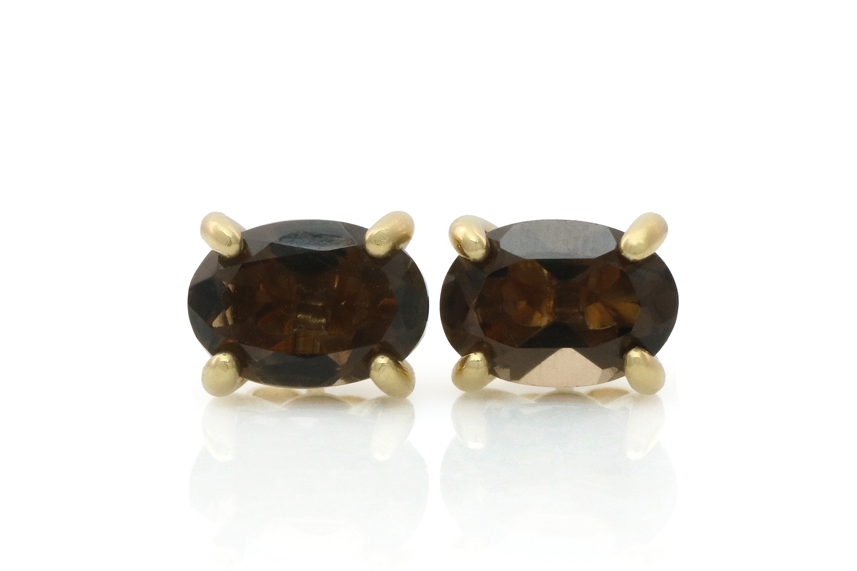 Oval Brown Smoky Quartz Gold Earrings Earrings Anemone Unique