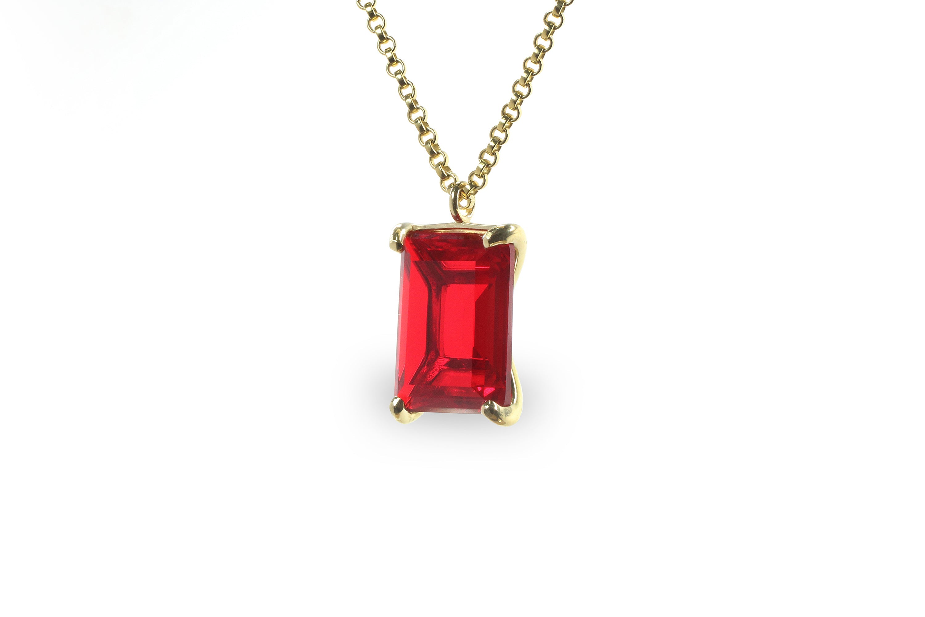Vibrant Rectangle Ruby Necklace in Gold necklaces Anemone Jewelry