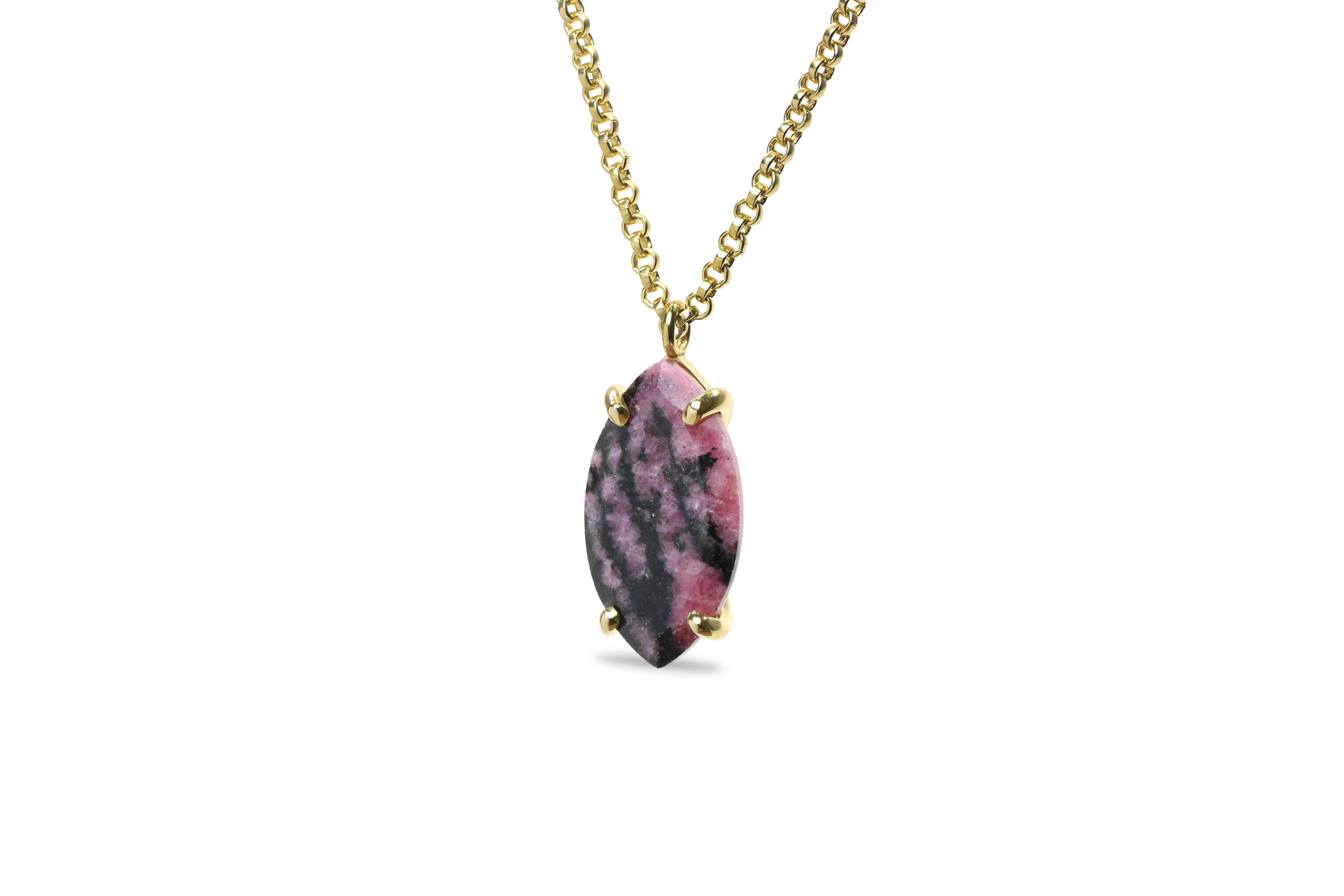 Gold Rhodonite Necklace in Prongs necklaces Anemone Jewelry